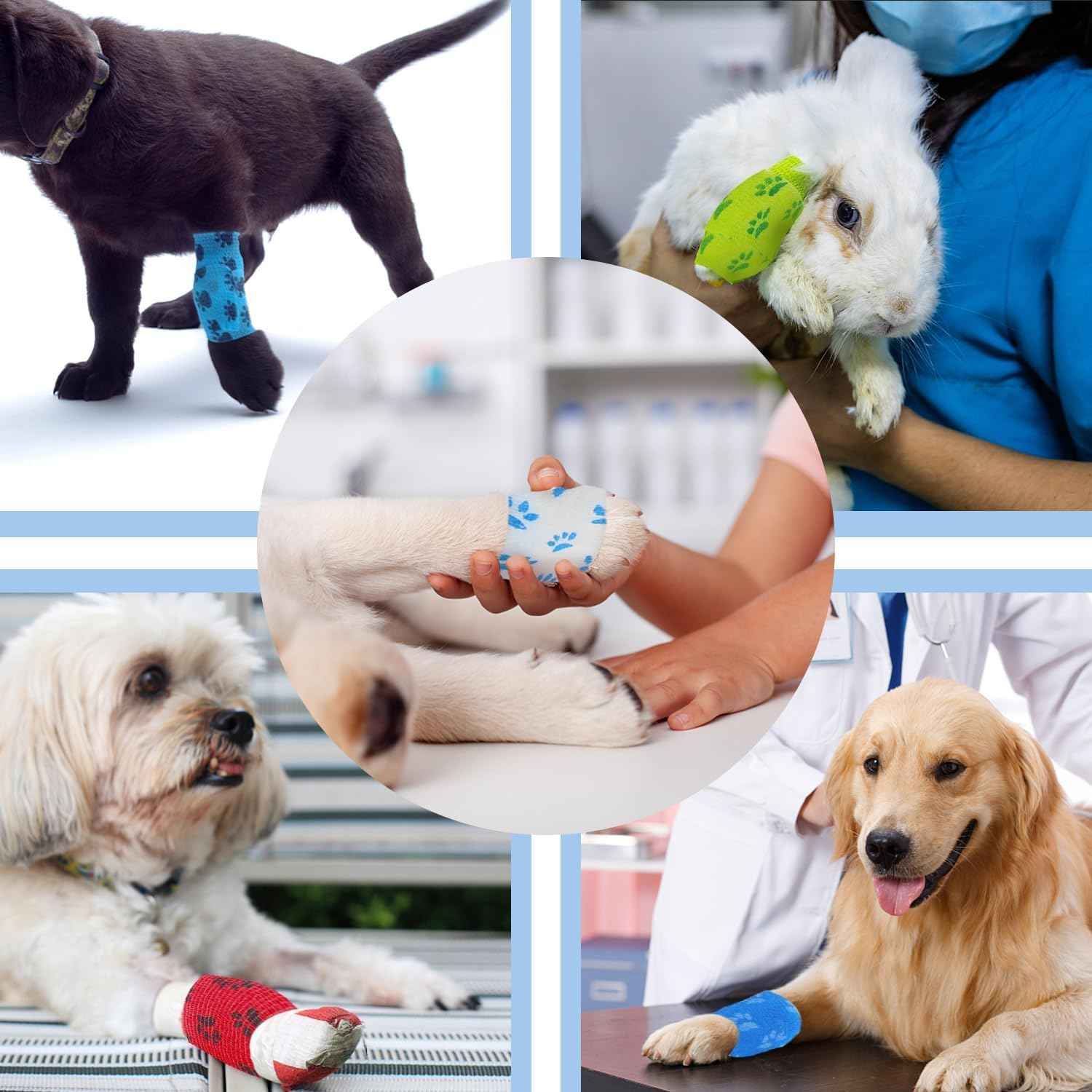 Pet Self Adhesive Bandage Pet Self Adhesive Bandage Wrap, 8 Rolls Self-Adhesive Bandage Dog Vet Wrap,Pet Vet Wrap Tape,Vet Wrap Pet Self Adhesive Bandage Pet Cohesive Bandages Vet Wrap,2.5Cmx 4.5M image number 1