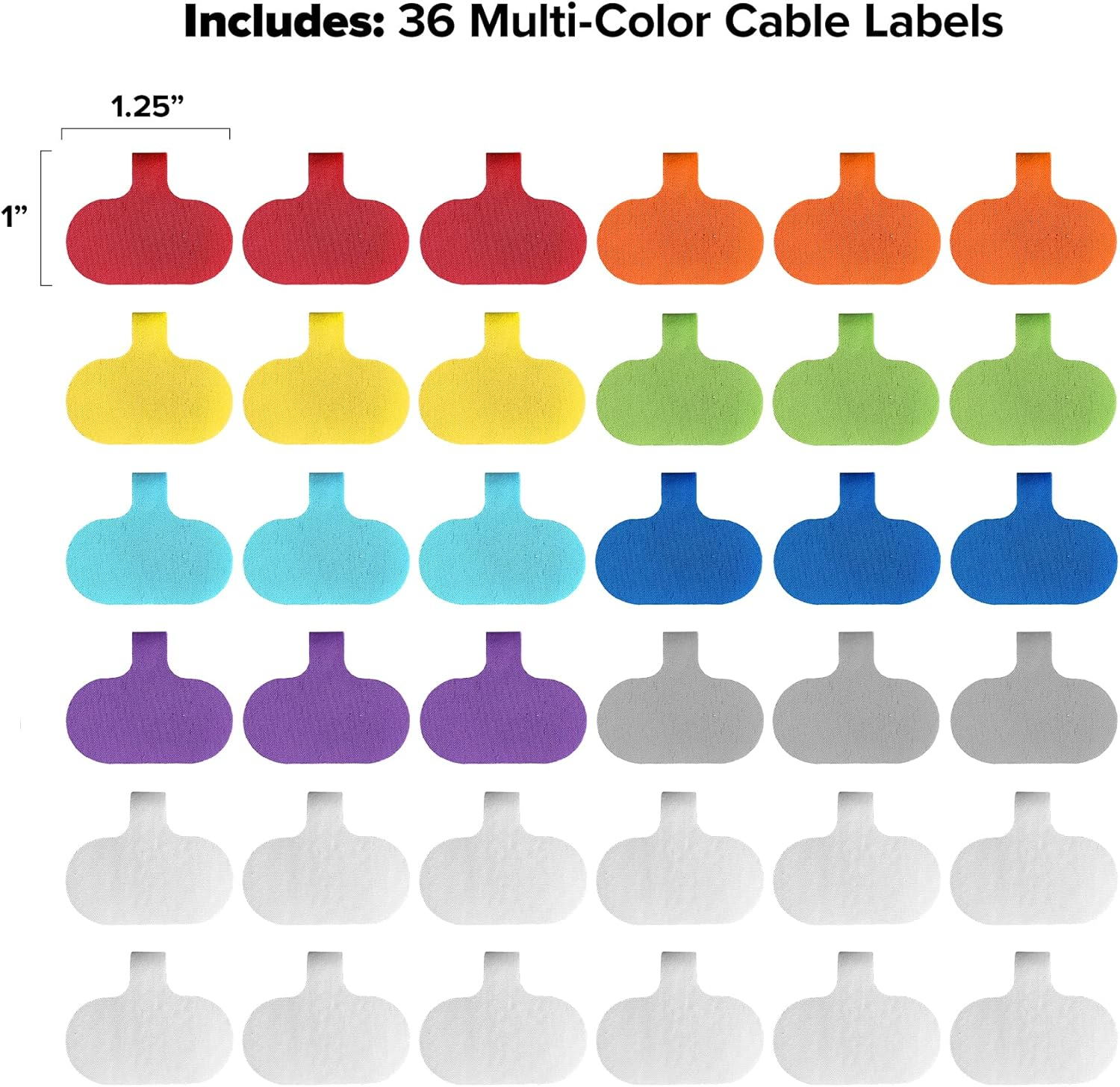 Cable Labels by Wrap-It Storage, Oval, Multi-Color (36 Pack) Write on Cord Labels, Wire Labels, Cable Tags and Wire Tags for Cable Management and Identification for Electronics, Computers and More