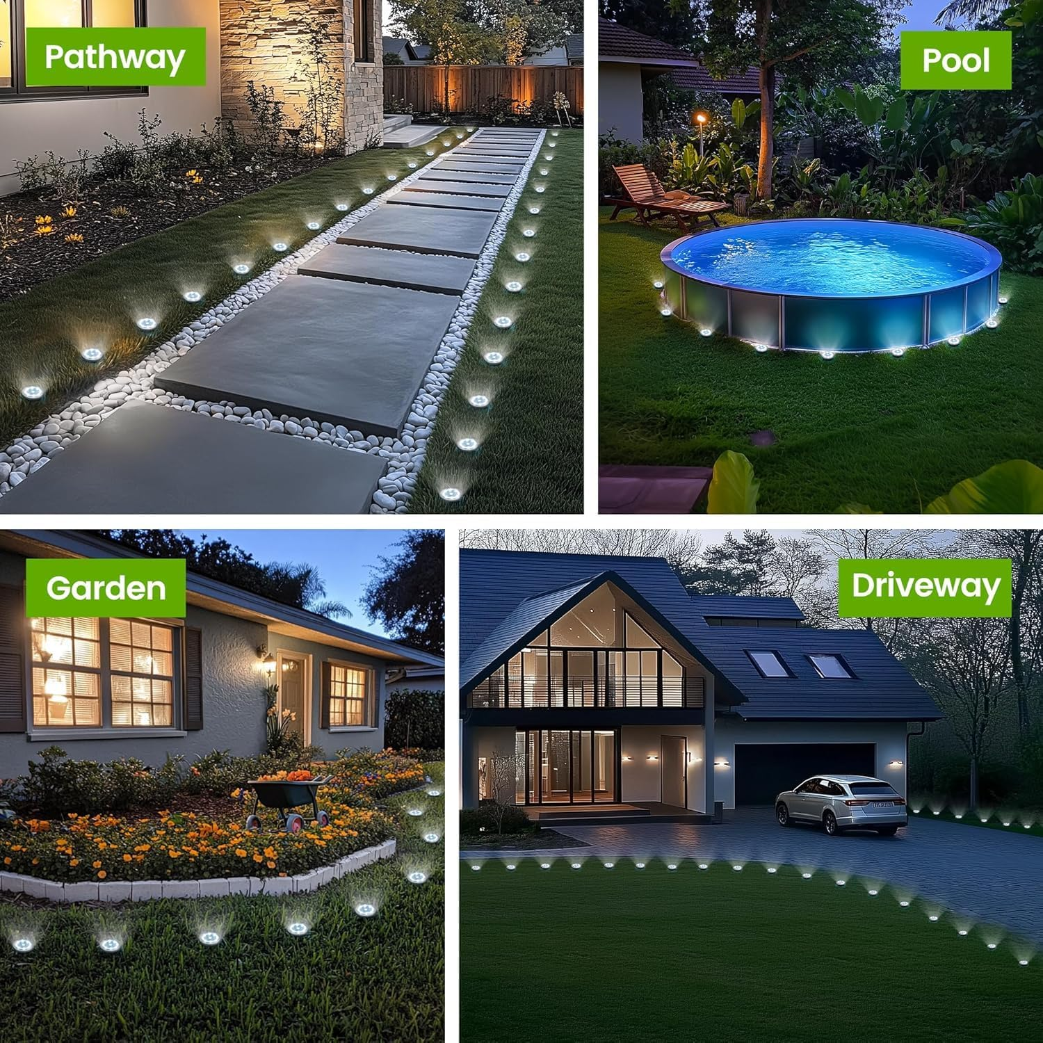 Solar Ground Lights, Waterproof Garden Lights Outdoor 12 Pack, Upgraded Solar Garden Lights, In-Ground Lights LED Landscape Lighting for Pathway Patio Walkway Yard Lawn Deck, White Light image number 4