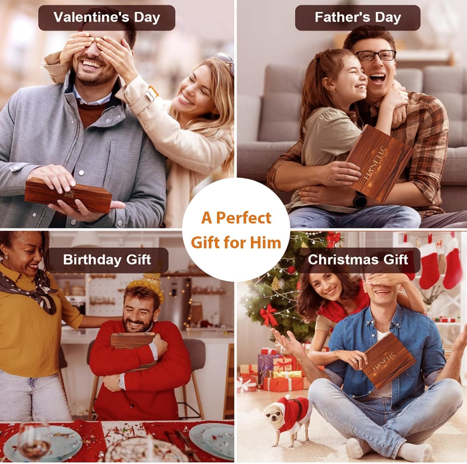 Whiskey Stones Glass Gift Set of 2, Unique Anniversary or Birthday Gift Ideas for Him - Boyfriend, Husband, Dad, Grandpa - 8 Granite Chilling Stones image number 1