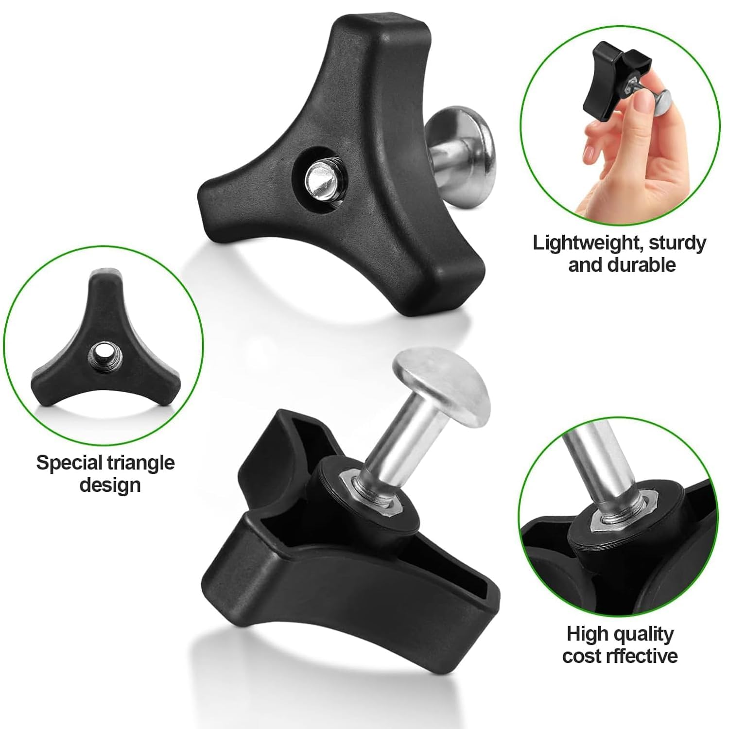 4 Sets Triangle Handle Knob Nut Screw Bolt Set for Lawn Mower Machine,Lawn Mower Handle Knobs Nut Bolt,Triangular Handle Fastening Screw Set,Triangle Handle Knob Nut Screw Bolt Lawn Mower Handle Bolts image number 5