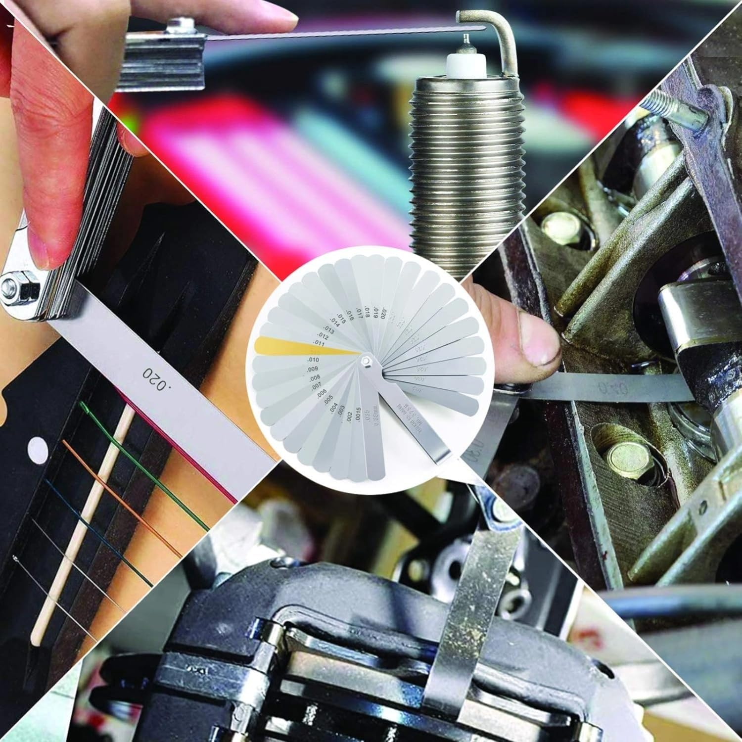 Universal Feeler Gauge Set Stainless Steel Thickness Gauge 32 Blades 0.04-0.88 Mm (0.0015-0.035 Inch) Metric/Imperial for Measuring Gap Width and Thickness for Guitar, Spark Plug image number 2