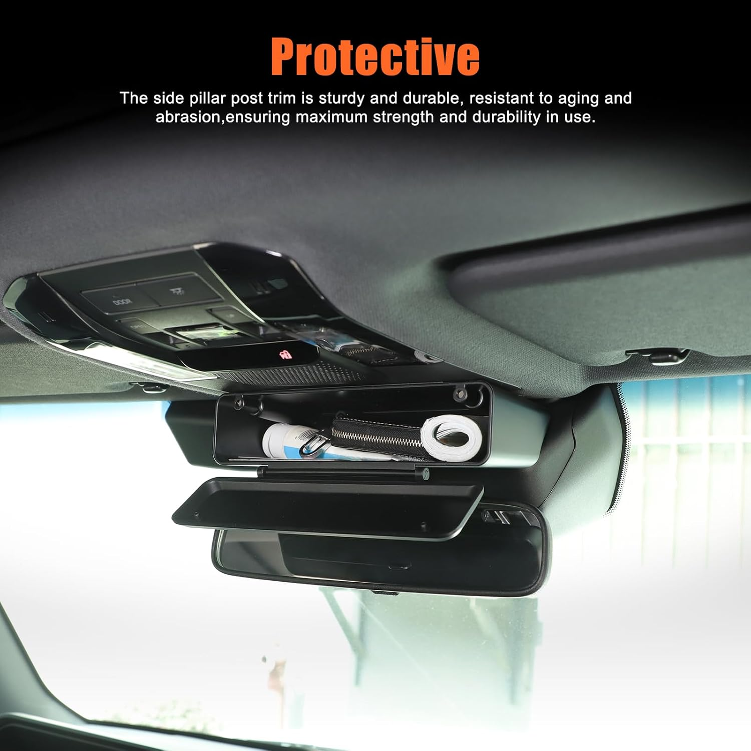 Yinaniutos Rearview Mirror Base Storage Box for Toyota Land Cruiser Prado 250 2024-2025 Accessories | ABS Plastic Center Console Organizer Tray | 1PC Set image number 1