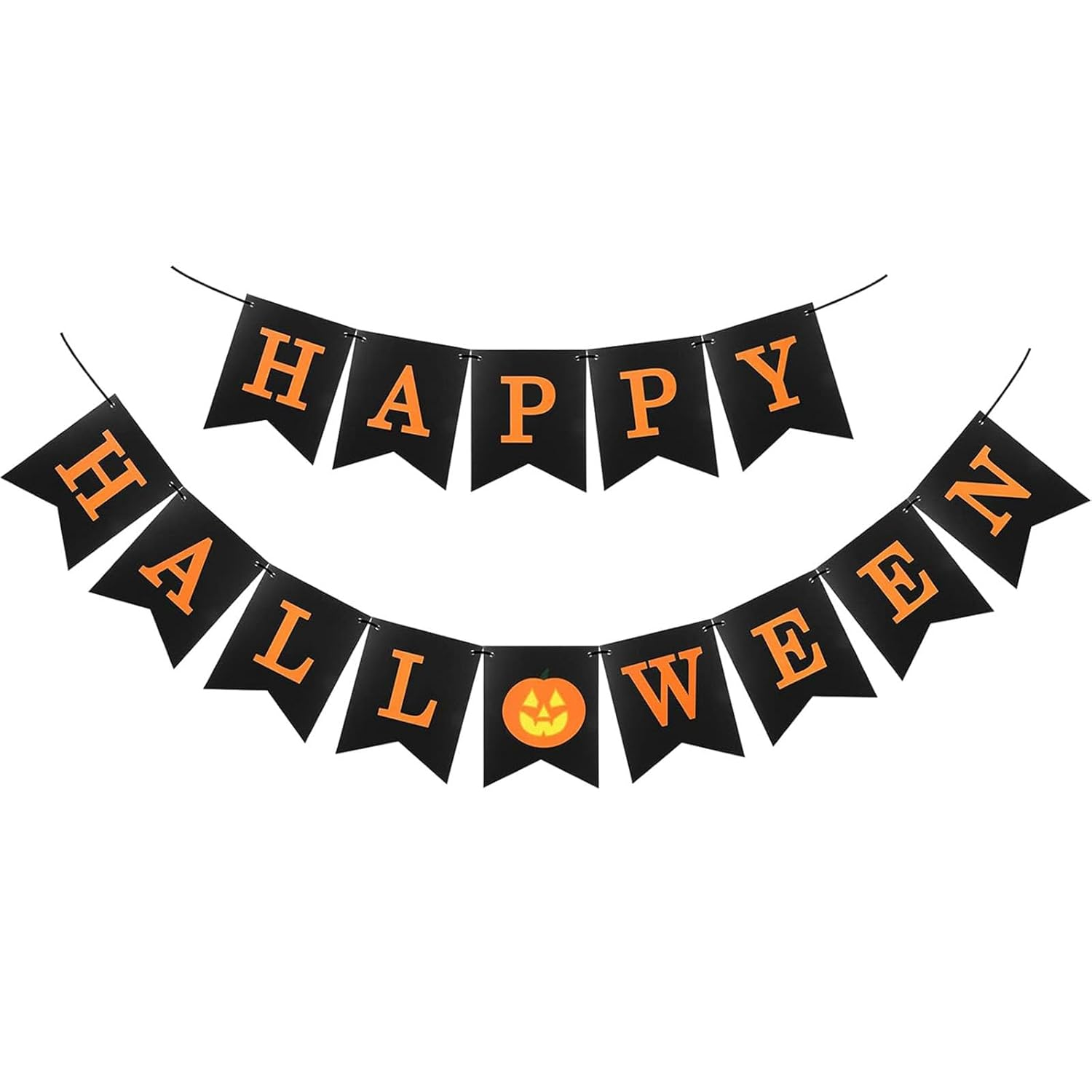 Halloween Banner Orange and Black Halloween Bunting Banner Garland Happy Halloweens Party Decorations Hanging Halloweens Party Favors Supplies image number 3