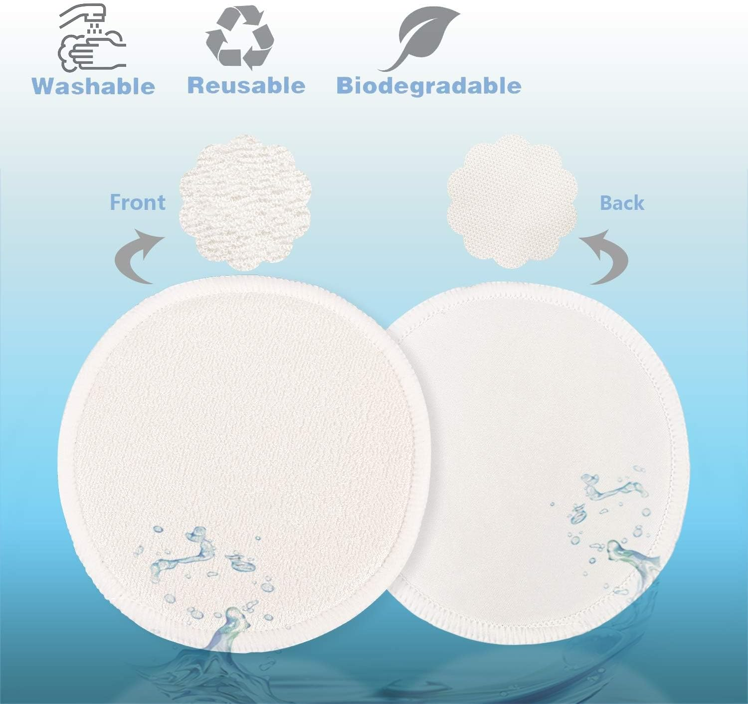 14PCS Washable Breast Pads, Reusable Organic Bamboo Breast Pads with Laundry Bag and Storage Bag - Soft, Absorbent, Hypoallergenic, Eco Pads for Breastfeeding (Round) image number 6