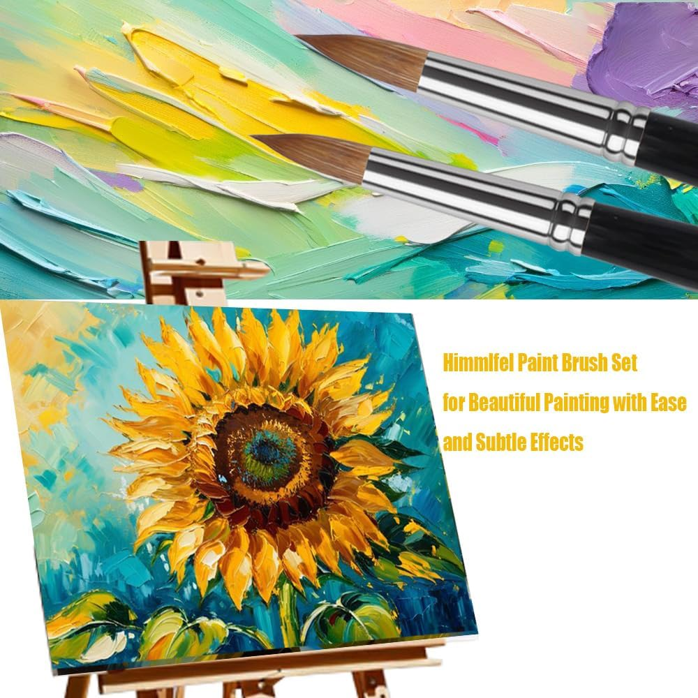 Himmlfel round Pointed Tip Paint Brush Set, 12 Pcs round Pointed Tip Paint Brushes for Painting Details, Thin to Thick Lines and More, for Acrylic, Watercolour, Oil and Gouache Painting image number 3