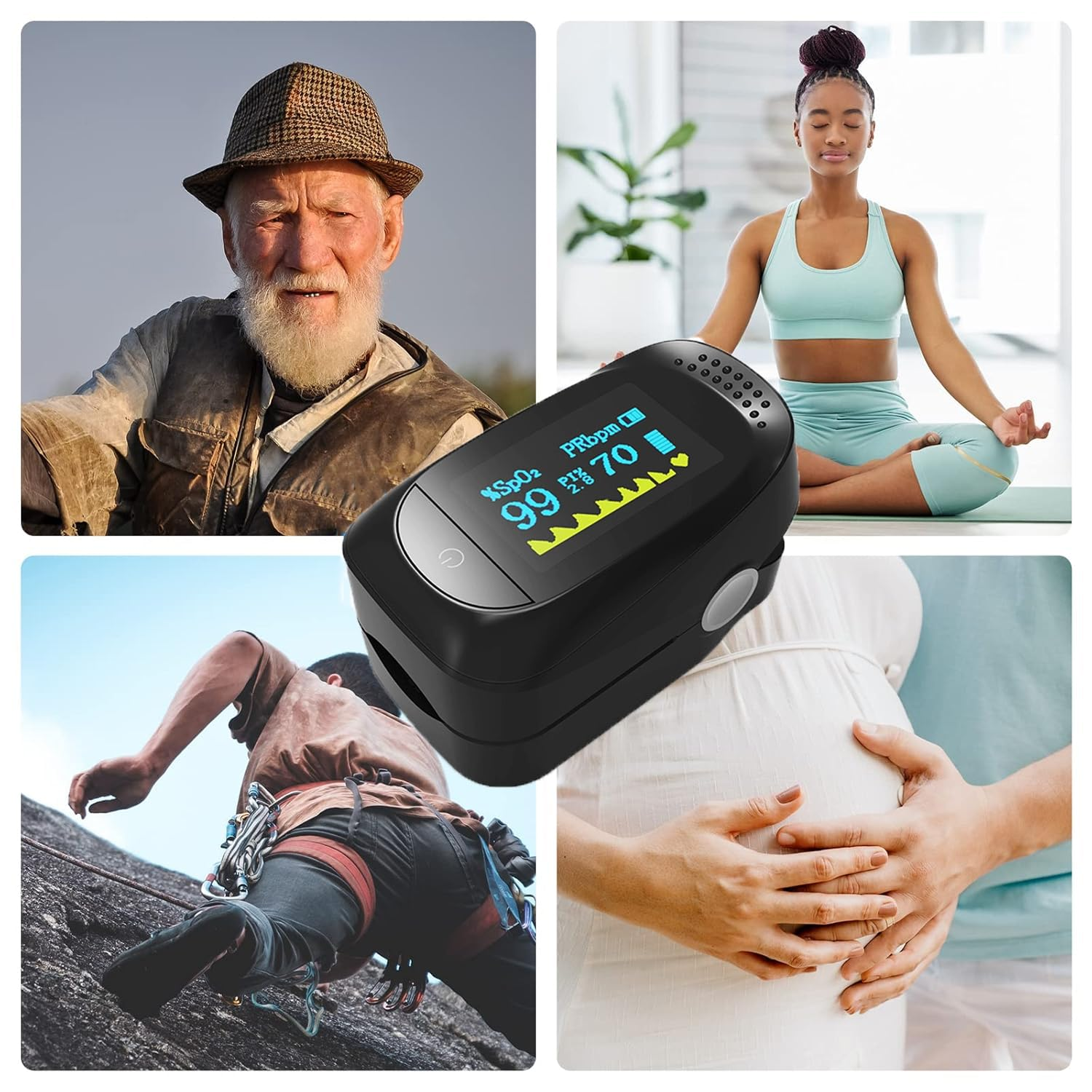 Wakouter Finger Pulse Oximeter, Blood Oxygen Saturation and Pulse Rate Monitor, with Color Screen TFT Display, Spo2 Reading Meter Pulse Rate Monitor for Adult and Child (Black） image number 6