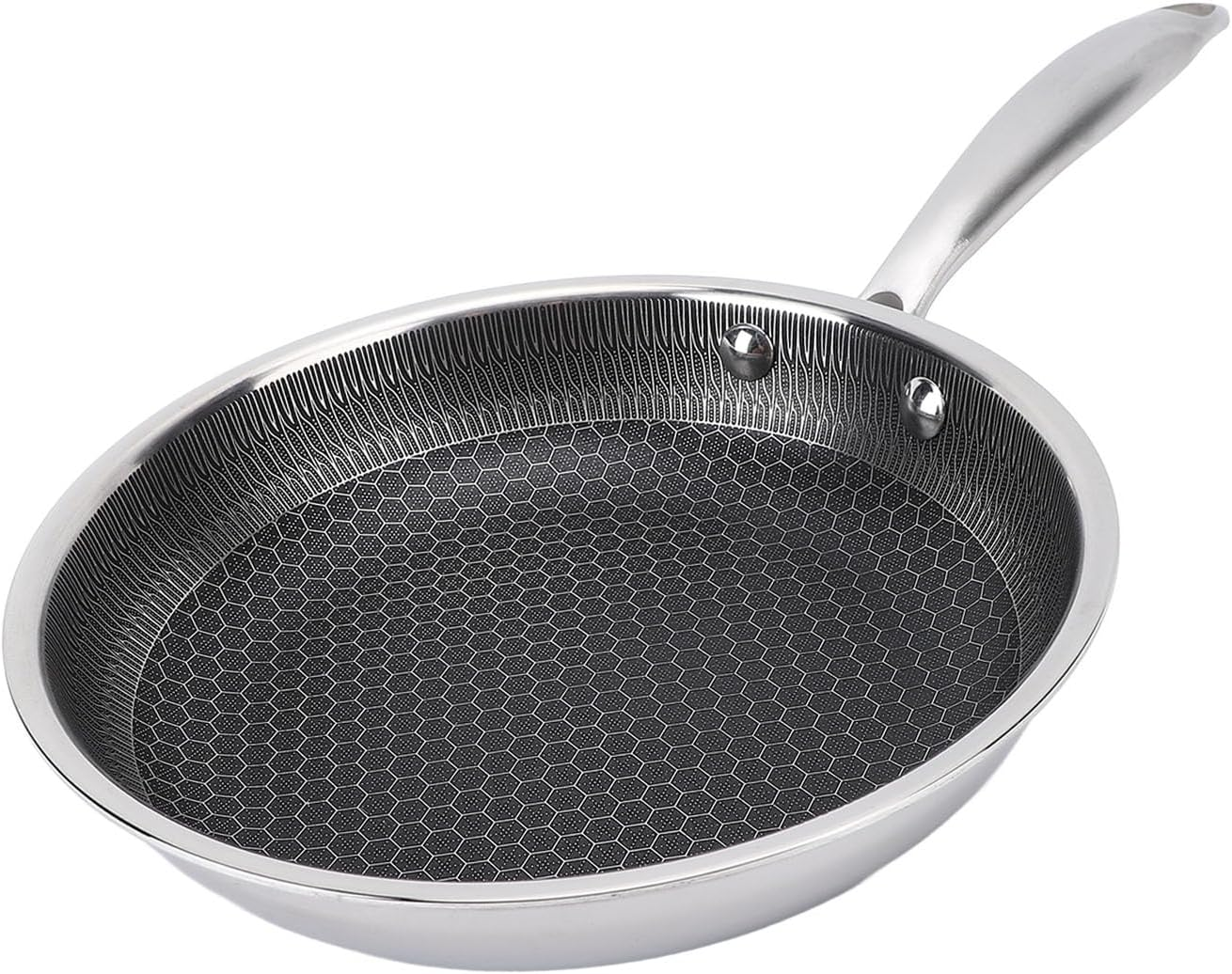 Nonstick Stainless Steel Frying Pan - Honeycomb Skillet, Induction & Gas Compatible, Dishwasher Safe, 316 SUS, 2.2Cm Thick (30Cm) image number 4