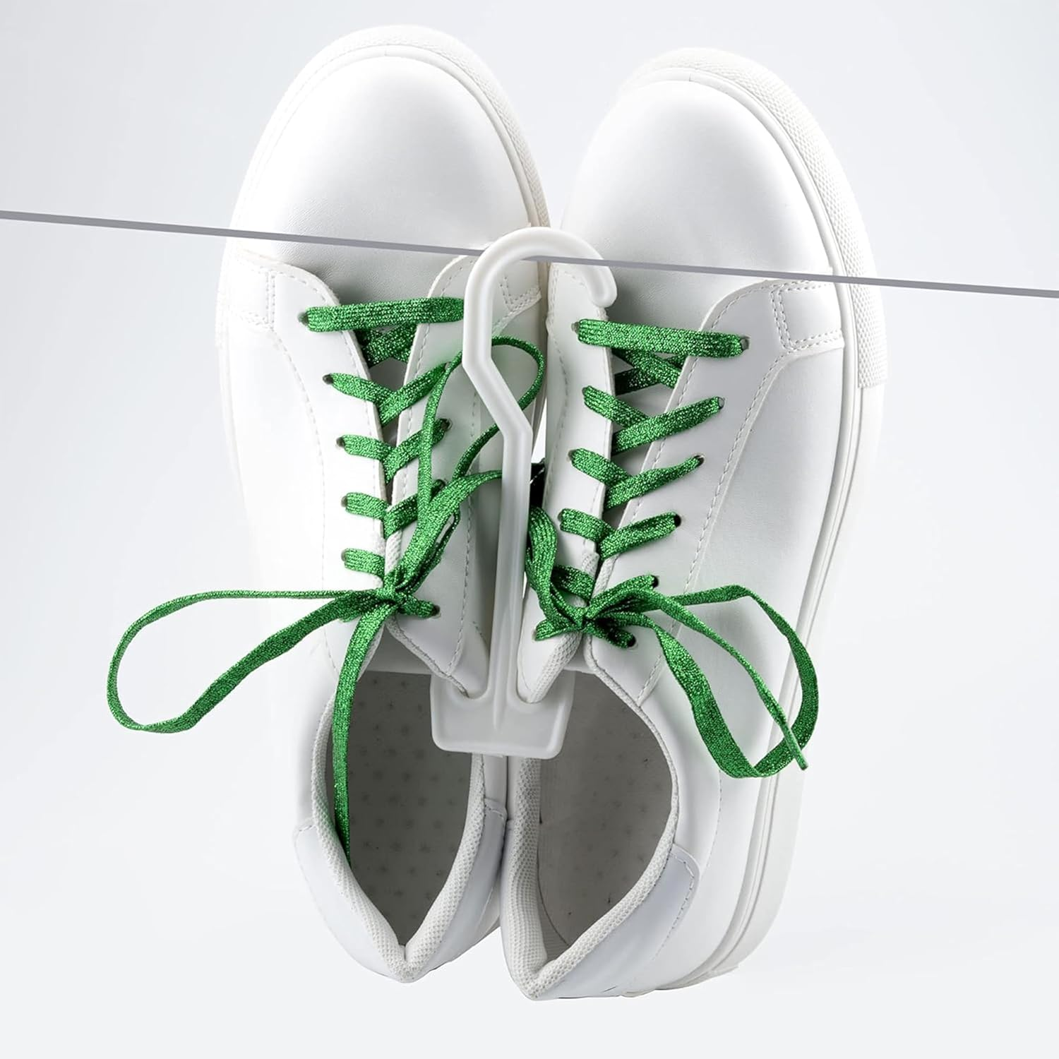 20-Pack Heavy Duty Shoe Rack Organizer with Multi-Purpose Hooks|Saving Design for Slippers/Sandals/Sneakers|Quick-Drying Non-Slip Retail Display Trays for Home,Store,Mall(White) image number 3