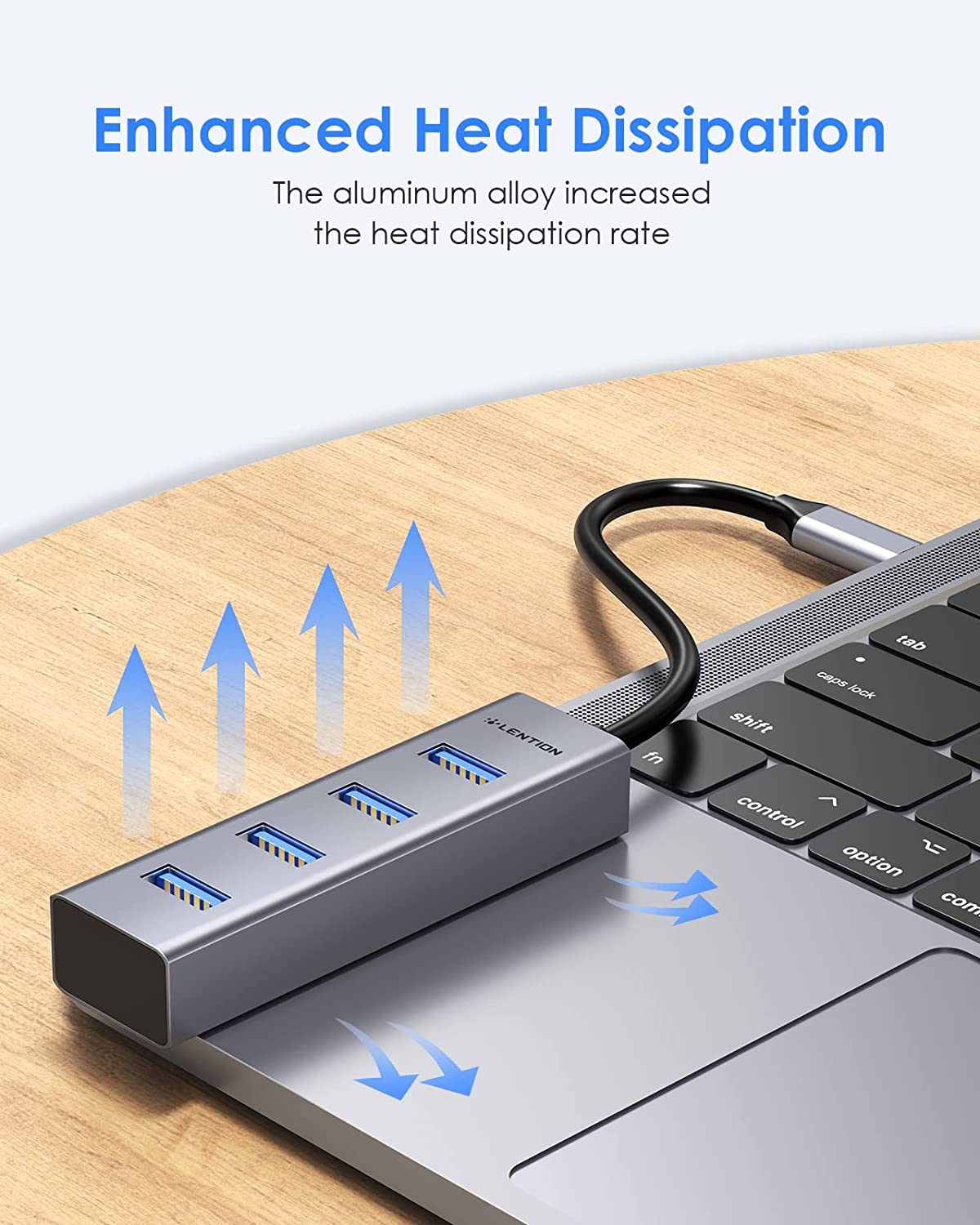 LENTION 4-In-1 USB C Hub, 4 USB 3.0 Ports, USB C to USB a Multiport Adapter for Iphone 15 Series, 2023-2016 Macbook Pro, Mac Air & Surface, Ipad Pro, Chromebook, More (Cb-C22S, Space Gray) image number 2