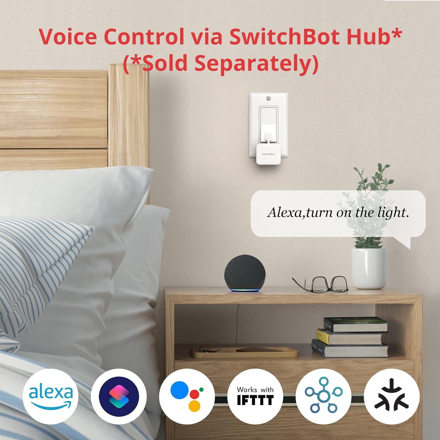 Switchbot Smart Switch Button Pusher - No Wiring, Wireless App or Timer Control, Add Switchbot Hub Mini to Make It Compatible with Alexa, Google Home, IFTTT (White)