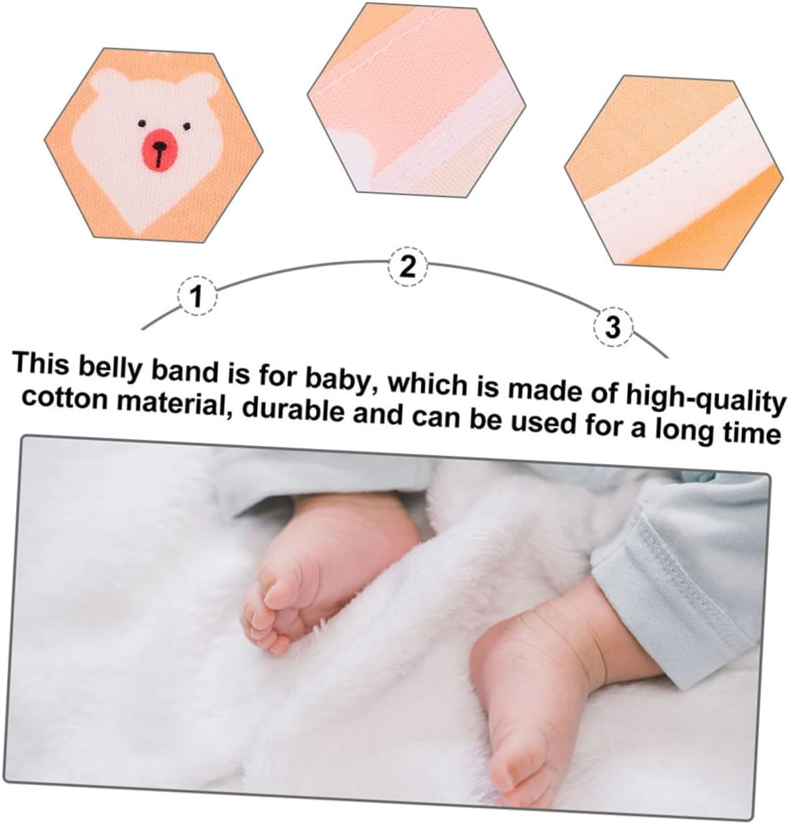CALLARON Newborn Infant Belly Band Cotton Navel Wrap Baby Belly Button Cover 80Cm Portable Soft Breathable Cord Belt Suitable for Autumn and Winter