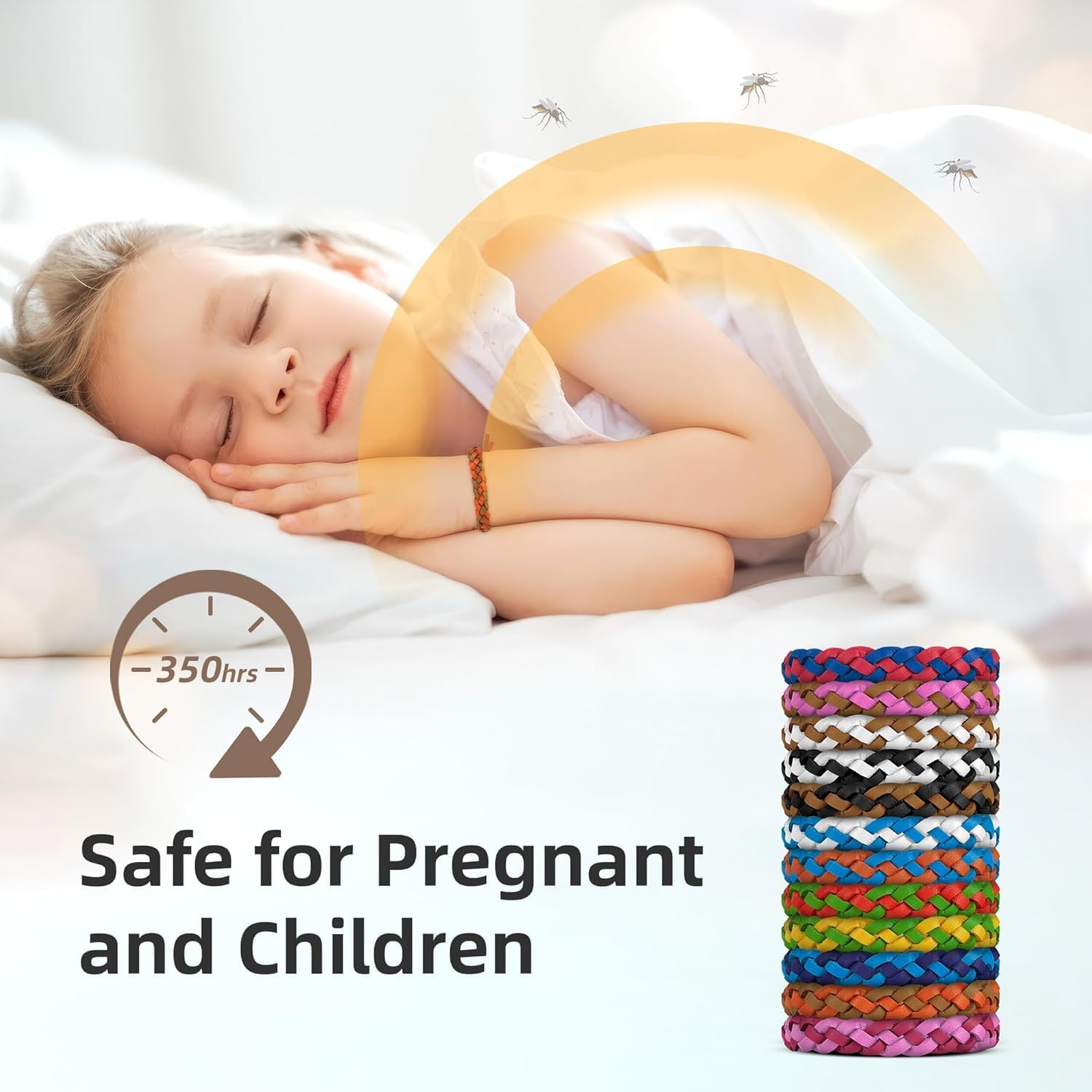 12 Pack Mosquito Repellent Bracelets, Deet-Free, Individually Wrapped PU Leather Insect & Bug Repellent Wrist Bands for Kids & Adults image number 6