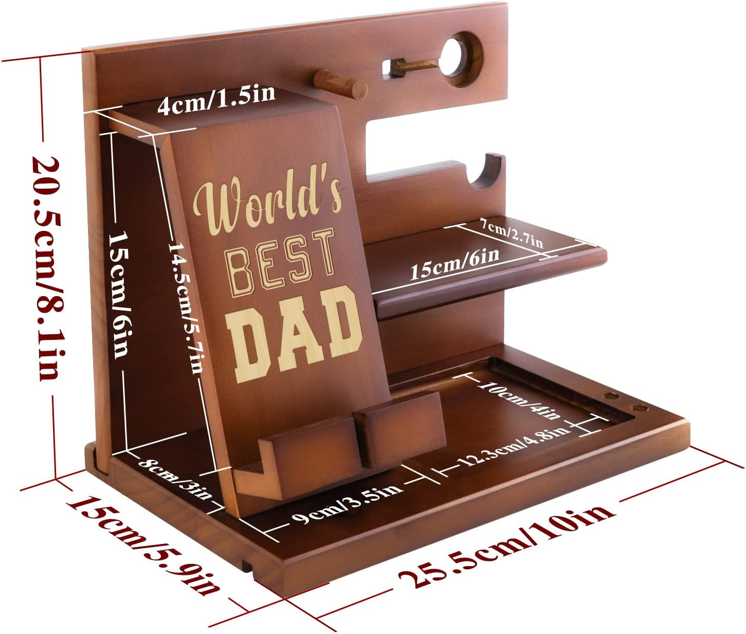 Awofer Wooden Dad Docking Station Personalized Best Dad Gifts from Son Daughter Dads Birthday Ideas for Dad Bonus Dad Who Wants Nothing - For Dad image number 2