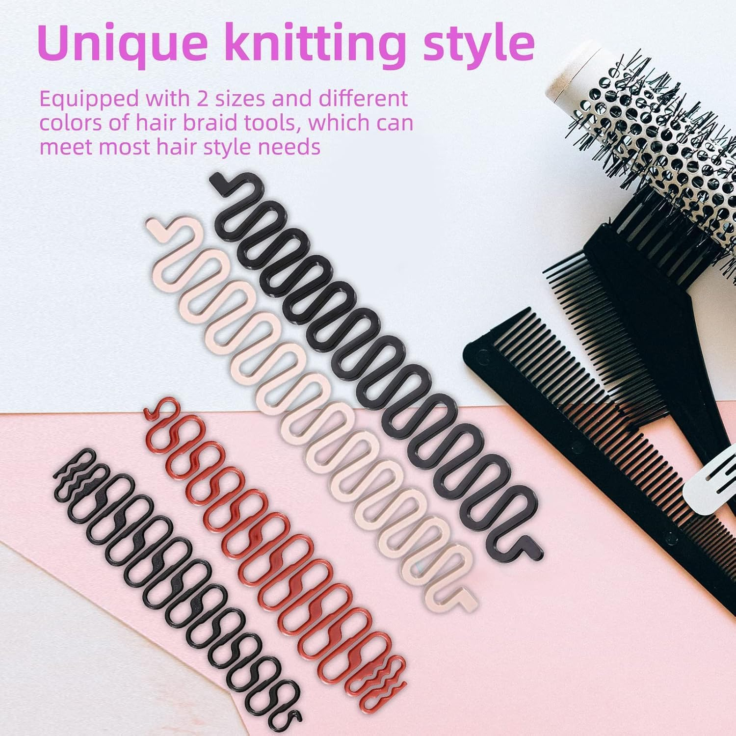 Plastic Fishbone Wave Hair Braid Tool, 12Pcs Fishbone Hair Plaiting Tool French Hair Styling Clip DIY Hair Braiding Tool,Fish Bone Hair Braiding French Braiding Tool,Fishbone Wave Hair Braiding Tool image number 1