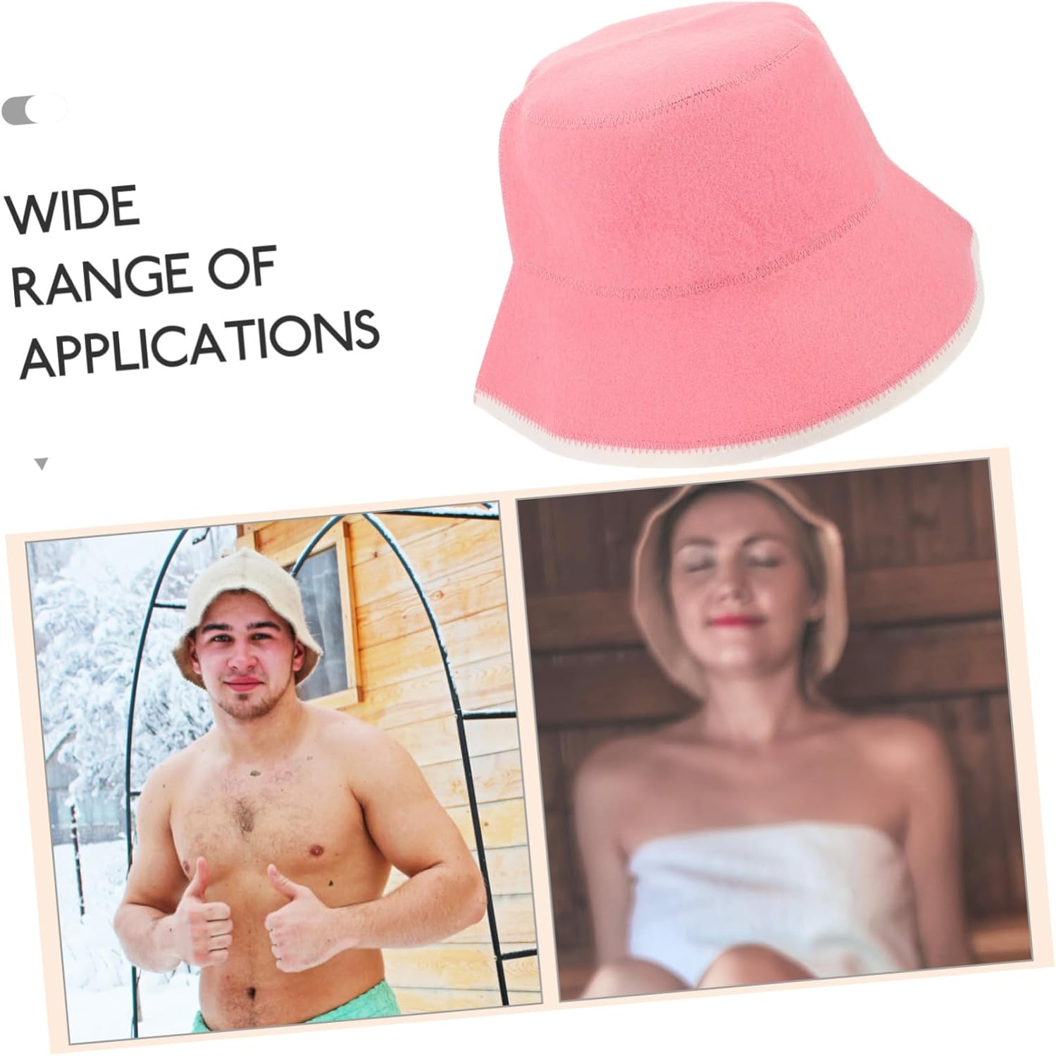 Parliky Wool Sauna Hat for Women and Men, Water Absorbent Lightweight Natural Wool, Breathable High Temperature Resistant Sauna Accessory for Spa and Bath Use, Pink image number 4