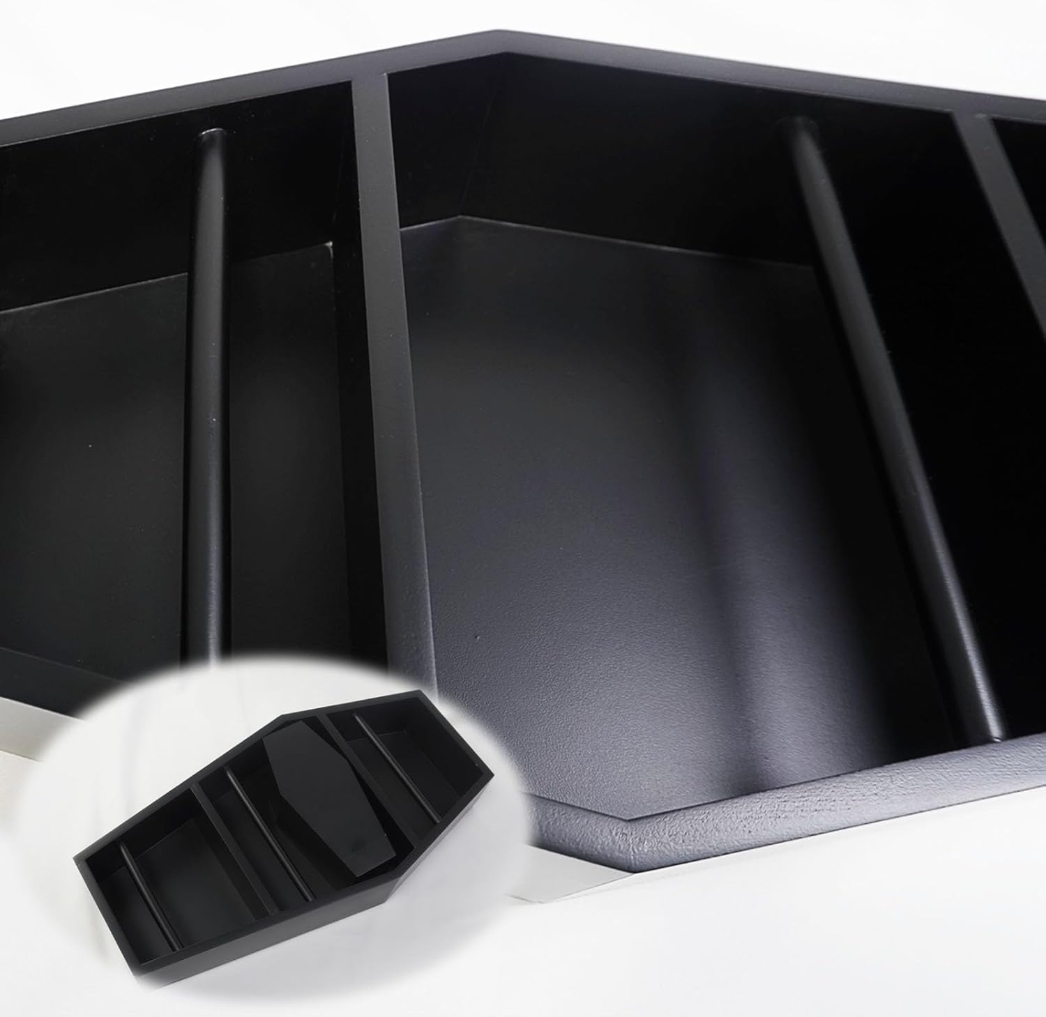 16In Makeup Coffin Shelf with 2 Coffin Brush Holder, Wooden Goth Decor for Display, Makeup Organizer Spooky Coffin Gothic Decor for Lipstick, Nail Polish or Makeup Brushes /34