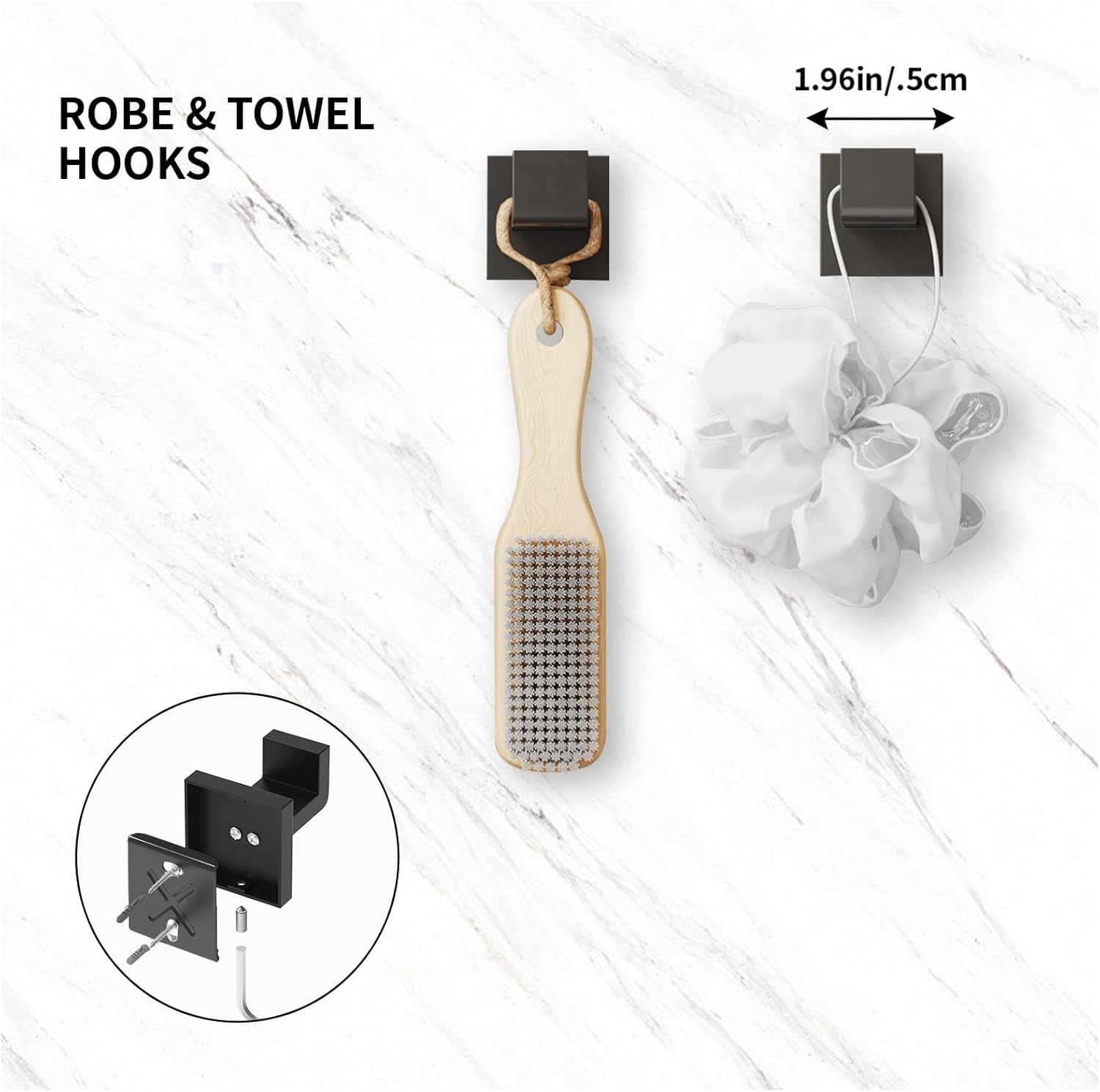 15-Pieces Matte Black Bathroom Accessories Set, 23.6 Inch Bath Towel Bar Set, SUS 304 Stainless Steel Bathroom Hardware Set, Towel Racks for Bathroom Wall Mounted image number 3