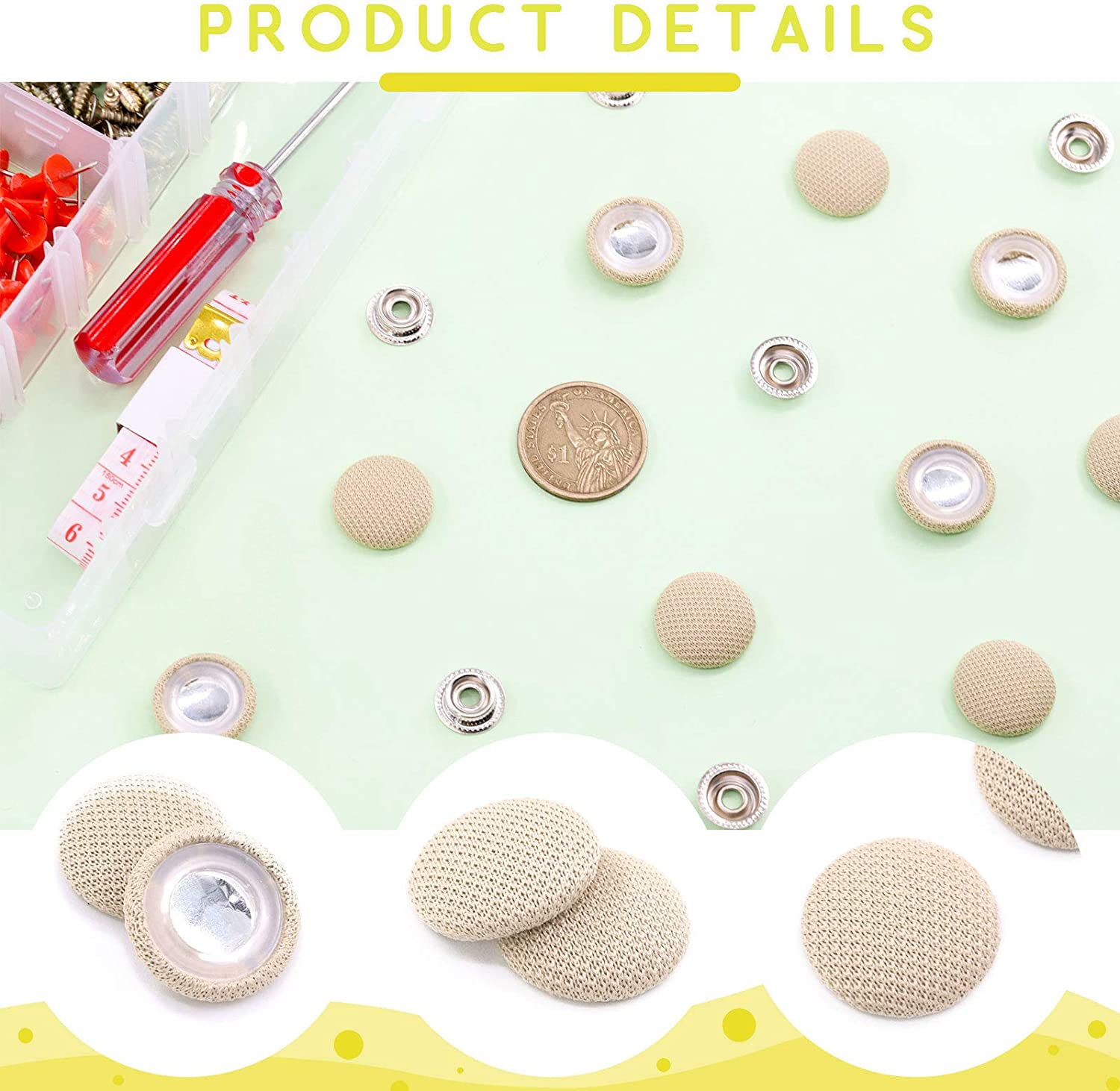 152Pcs Car Headliner Repair Kit with Headliner Repair Button Auto Roof Repair Snap Rivets and Installation Tool for Fixing Car Interior Ceiling Sagging Headliner for All Cars (Beige)