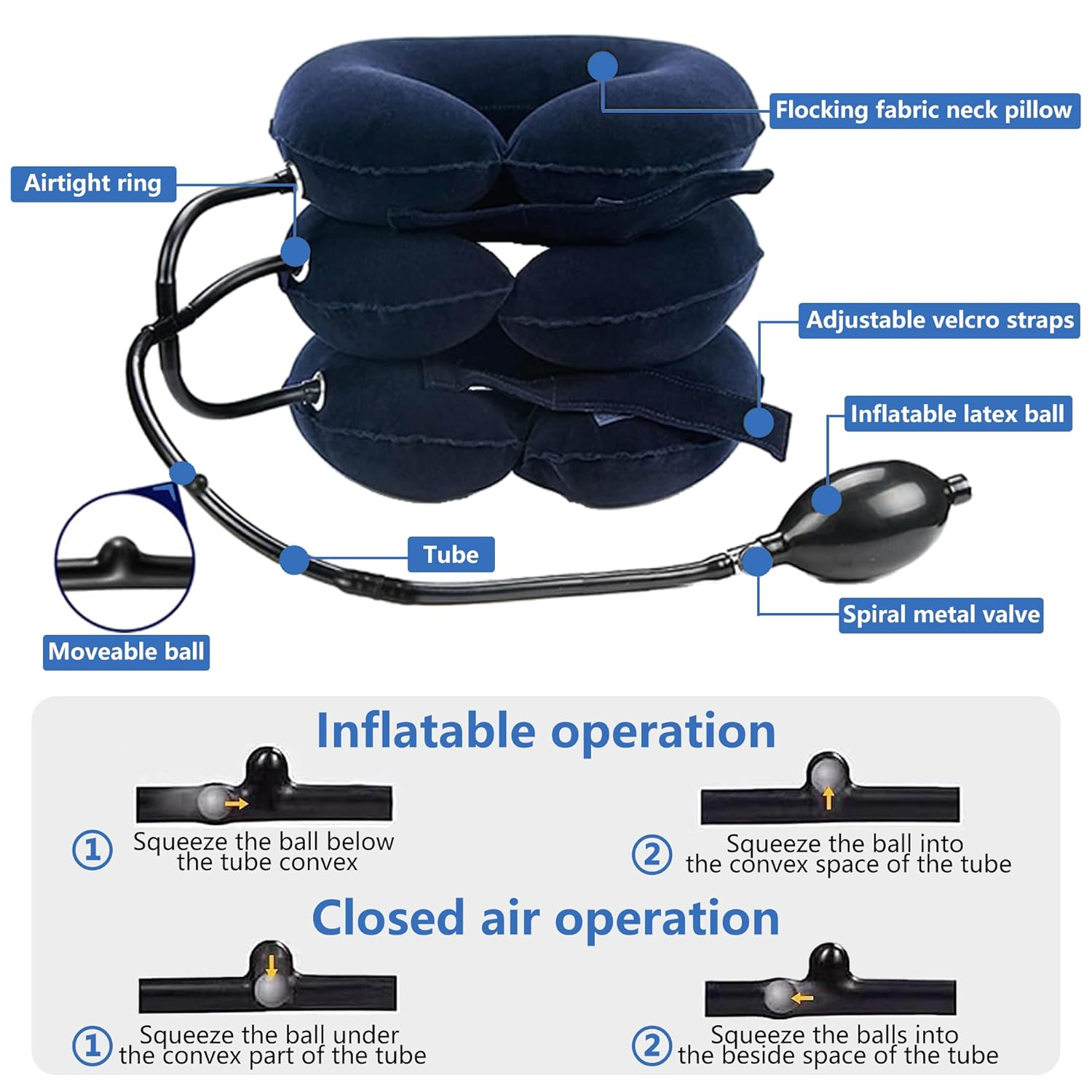 RAFSUN Neck Stretcher - Adjustable Cervical Traction Device for Neck Pain Relief, Inflatable Neck Brace for Spine Alignment & Decompression at Home image number 6