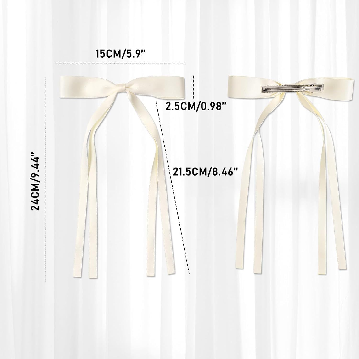 SUNTRADE 8Pcs Hair Bow Clips for Women, Cute Bow Hair Clips Tassel Ribbon Bows for Hair with Long Tail image number 4