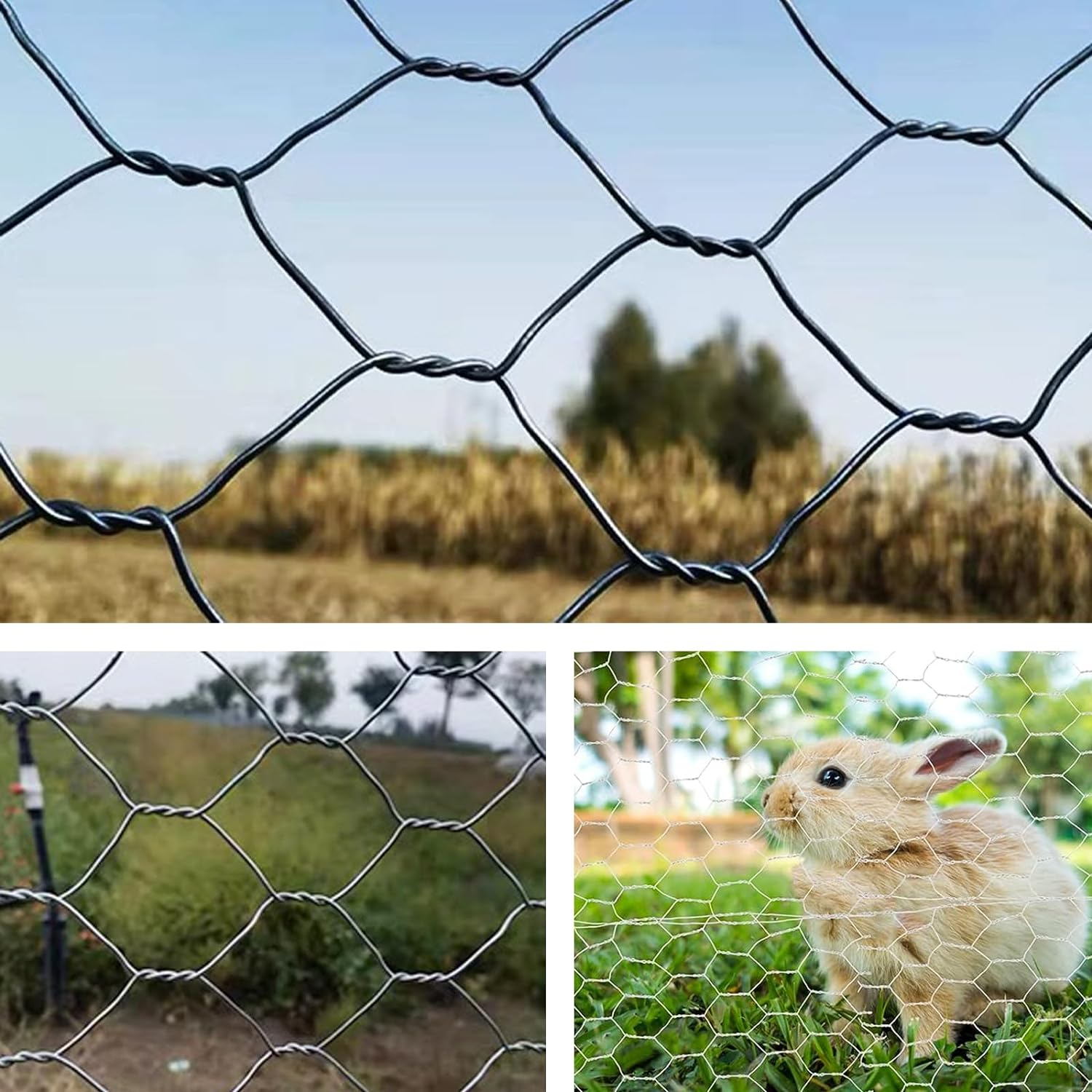 104Pcs 236"X13.78" Chicken Netting Wire Mesh with Pliers, Gloves, Wire Ties, Galvanized Chicken Wire Net Chicken Barbed Wire Garden Fence Barrier Chicken Wire Fencing Poultry Wire Net image number 5