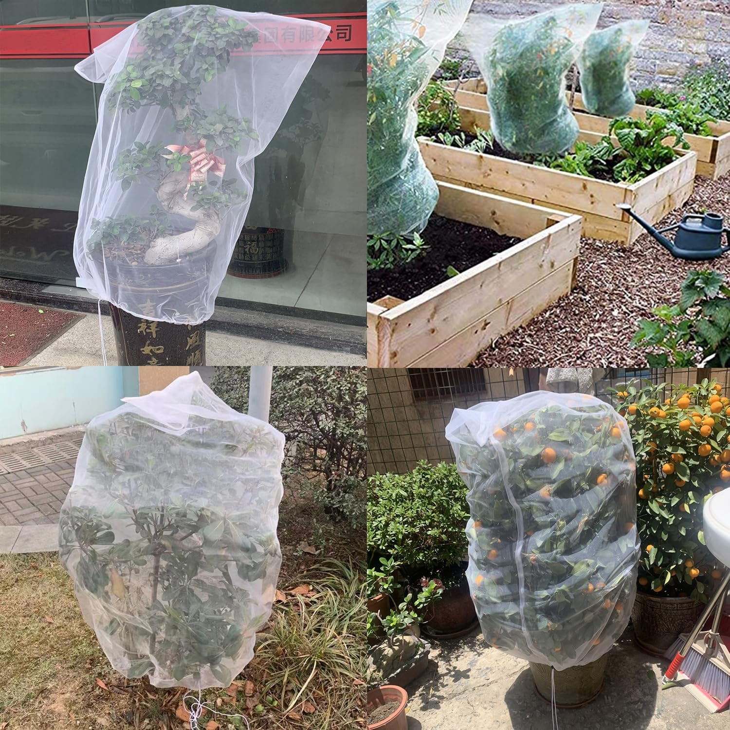 Garden Netting Garden Plant Fruits Protection Netting Covers Bags with Drawstring, 3 Pcs Insect Bird Barrier Netting Mesh Bags for Vegetables, 3.3 Ft X 2.6 Ft Garden Plant Netting Barrier Bags image number 6