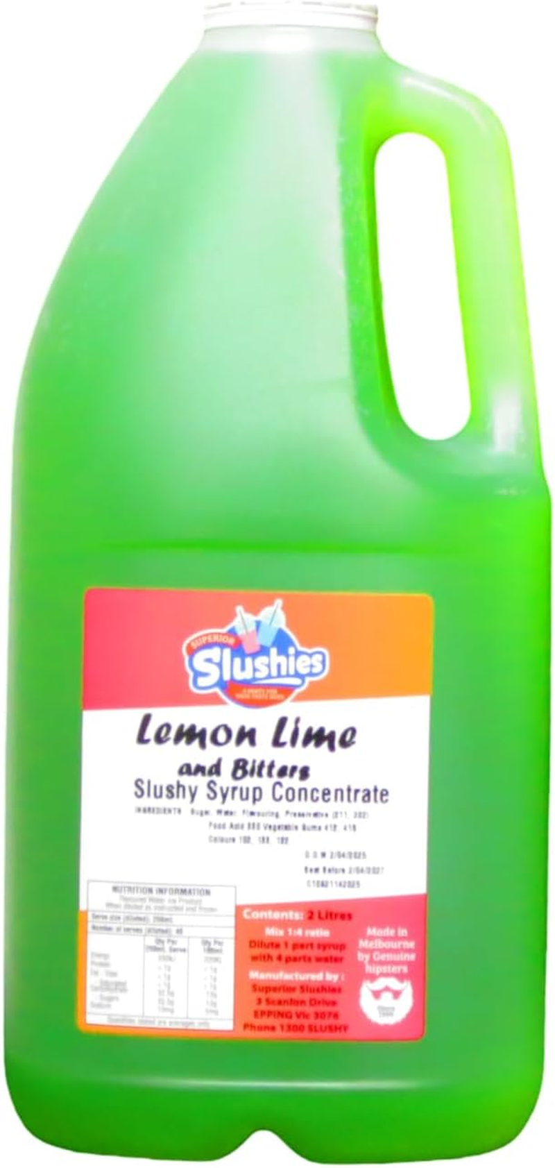 Superior Slushies Lemon Lime & Bitters Slushy Syrup Concentrate &ndash; Classic Refreshing Flavour &ndash; Premium Mix for Frozen Drink & Slushy Machines &ndash; 2L Bottle
