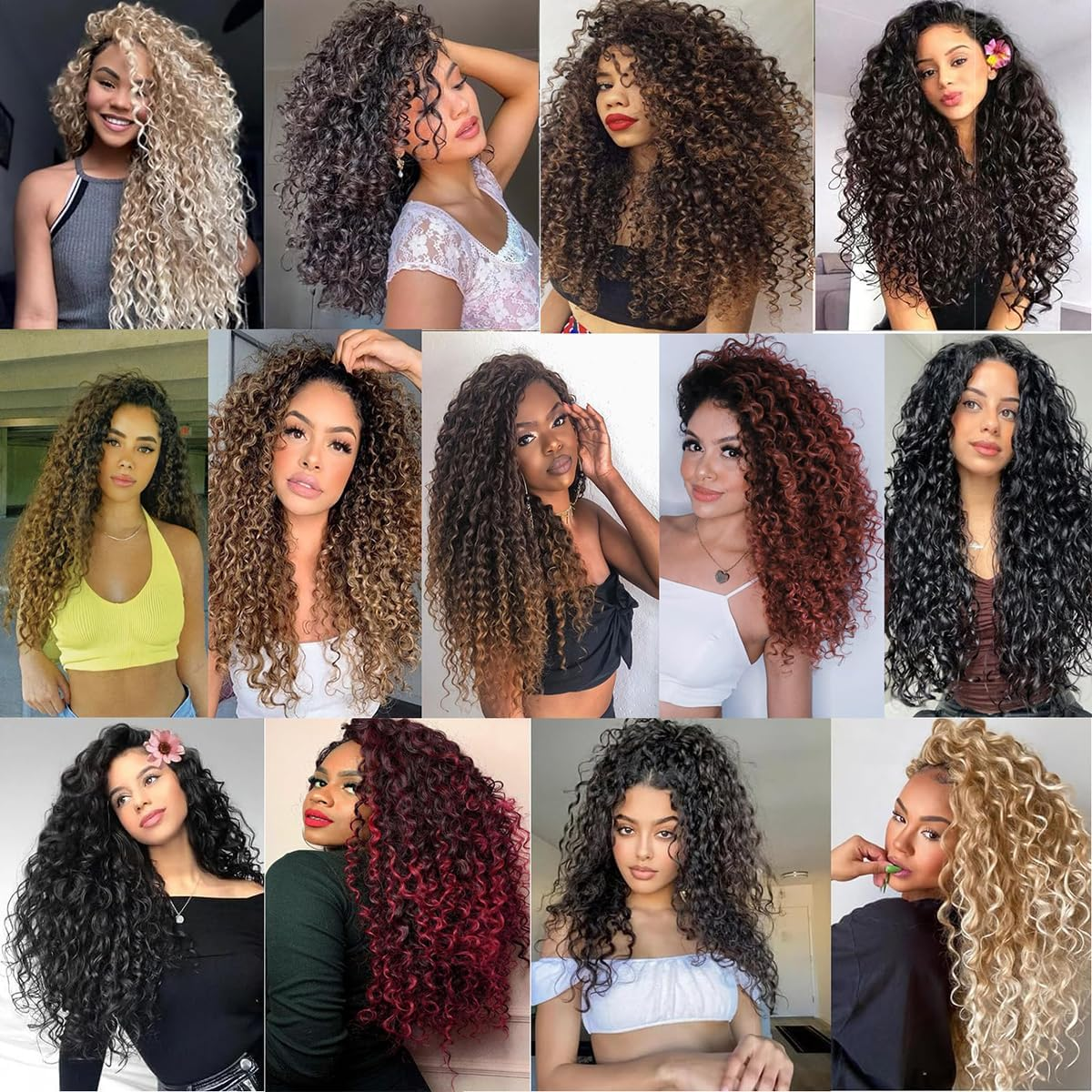 Mscat 8 Packs Gogo Curl Au Crochet Crochet Cheveux 14 Boucl&eacute;s Au Crochet Cheveux for Women Water Wave Beach Curl Deep Twist Au Crochet Tresses Synthetic Tresses Extensions De Cheveux image number 3