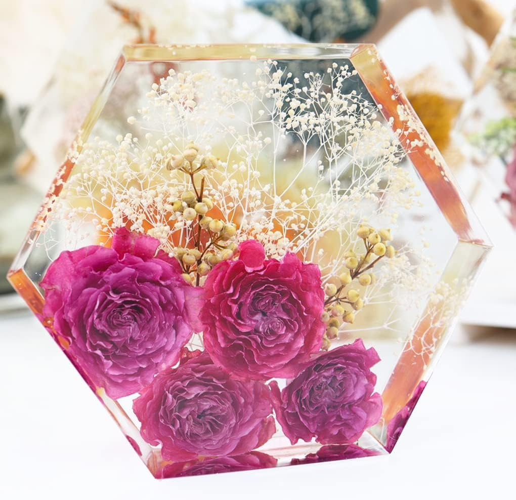 Fineinno Hexagon Resin Mold, Deep Hexagon Silicone Molds for Resin, Geometry Epoxy Resin Molds for Flowers Preservation, DIY Wedding, Valentine Gift, Home D&eacute;cor - Small Hexagon image number 4