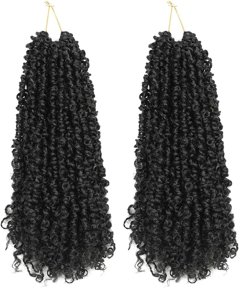 Youngther Yanky Twist Crochet Hair Pre Twisted Fluffy Spring Twist Curly Crochet Hair Pre Looped Synthetic Hair Extensions 12 Inch 1B Pack of 2 image number 3