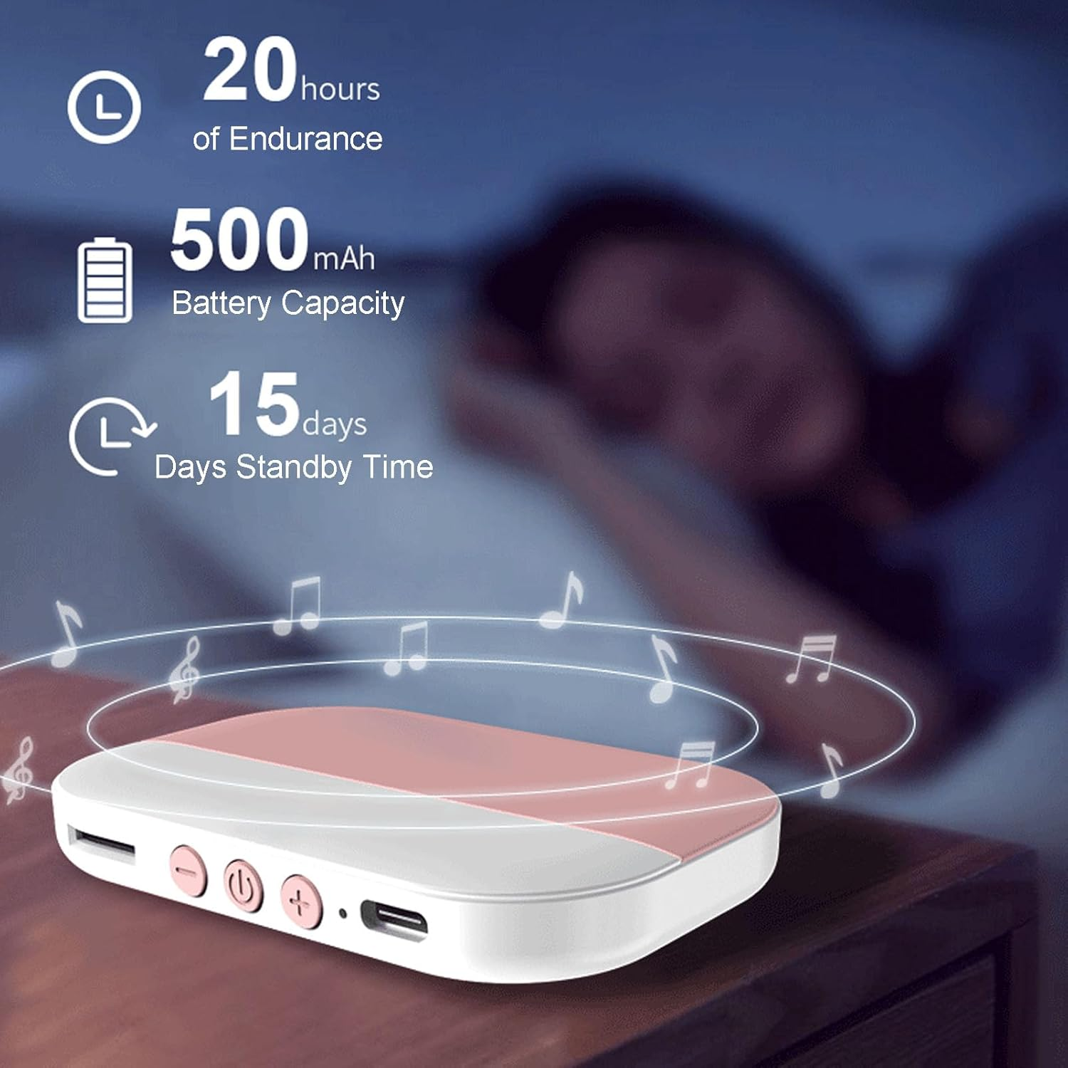 Pillow Speaker for Sleeping, Bluetooth 5.2 with 20Hrs Playtime, 3D Stereo Sound Bone Conduction Speaker with TF Card Support for Bedside Sleeping Meditation Relaxation (Pink) image number 1