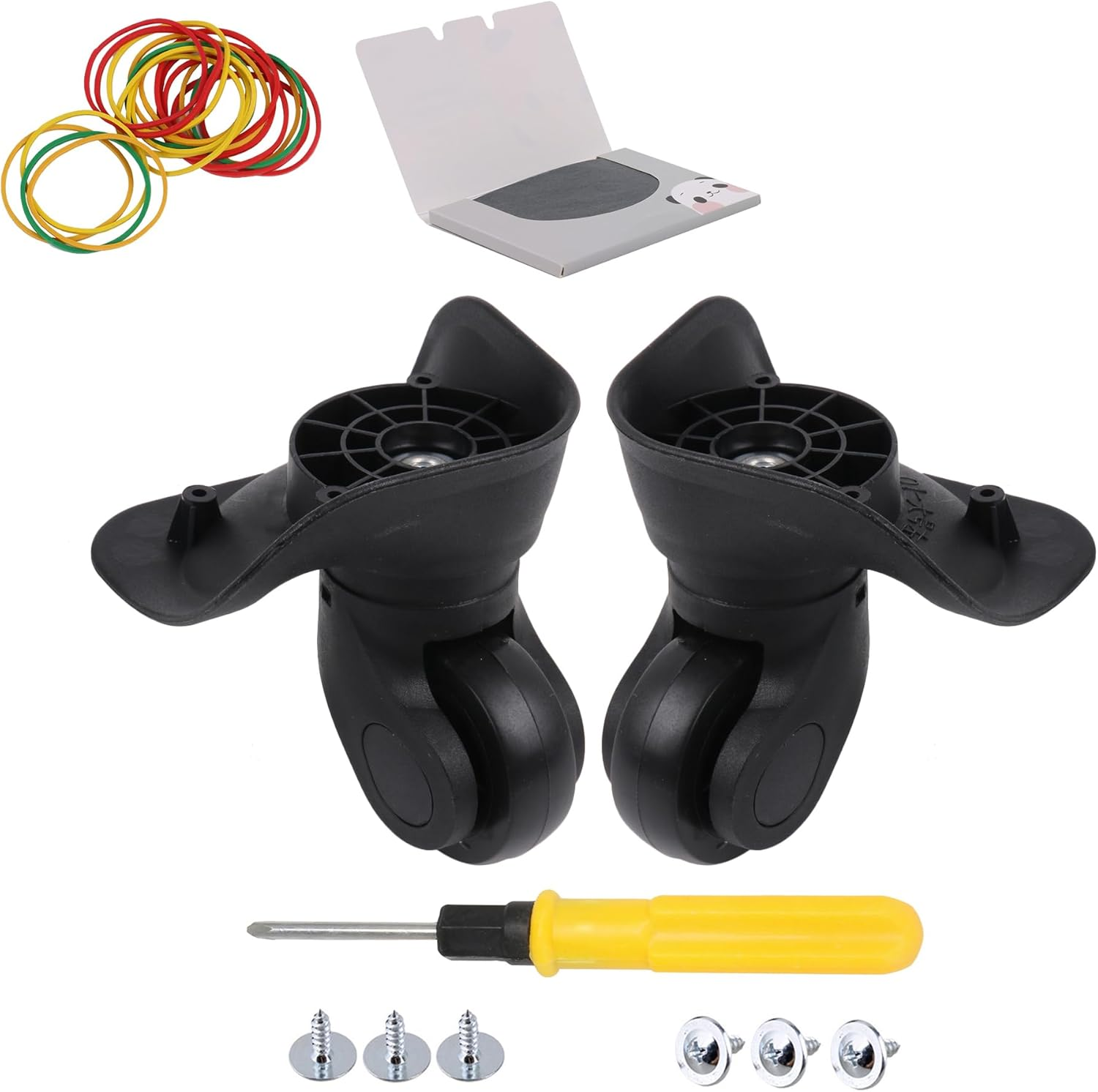 Bstinay W041-2 2PCS Suitcase Caster 360 Degree Swivel Replacement Wheels Left Right W/Blotting Sheet for Face, Black, Medium image number 5