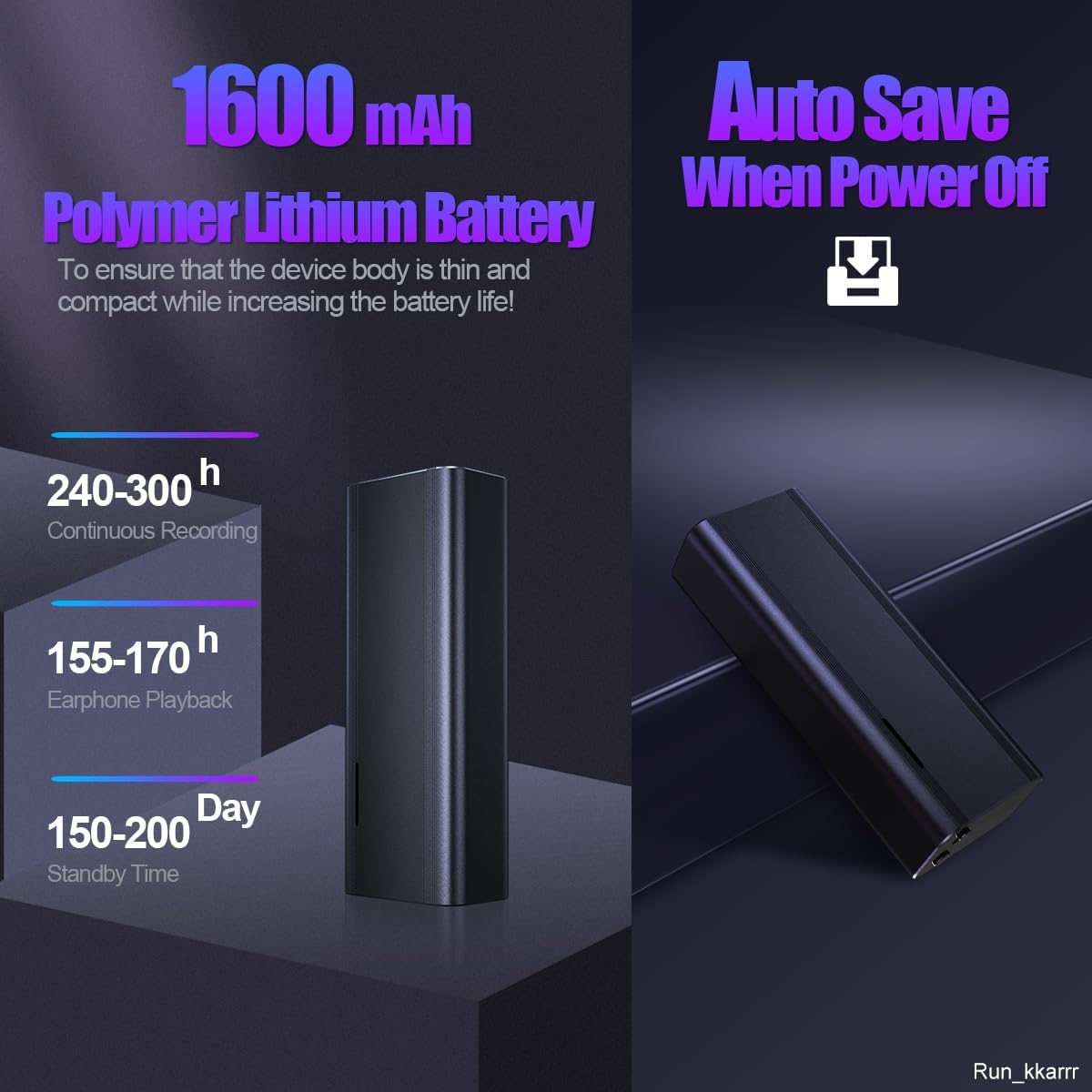 128GB Voice Activated Recorder with AI Intelligent Triple Noise Reduction Digital Audio Recorder Recording Devices, Voice Recorder with 2000 Hours Recording Capacity, 300 Hours Battery Time image number 3