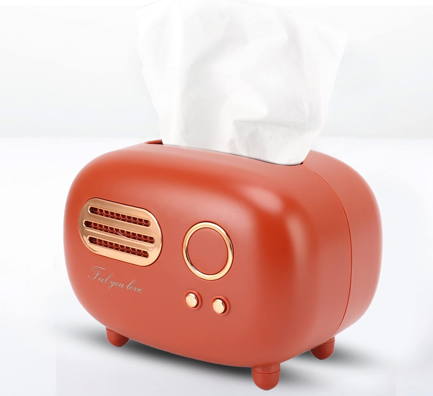 Retro Radio Facial Tissue Box Cover, Radio Shaped Tissue Box Holder for Bathroom Use, Cute and Versatile Gift (Red)