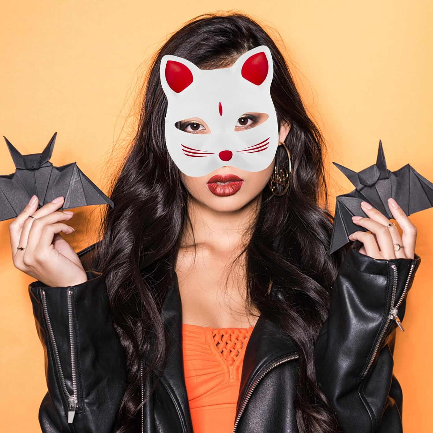 5Pcs Cat Mask Therian Masks White Paper Fox Masks Blank Therian Masks Unpainted Wolf Animal Half Facemasks DIY Masquerade Mask image number 3