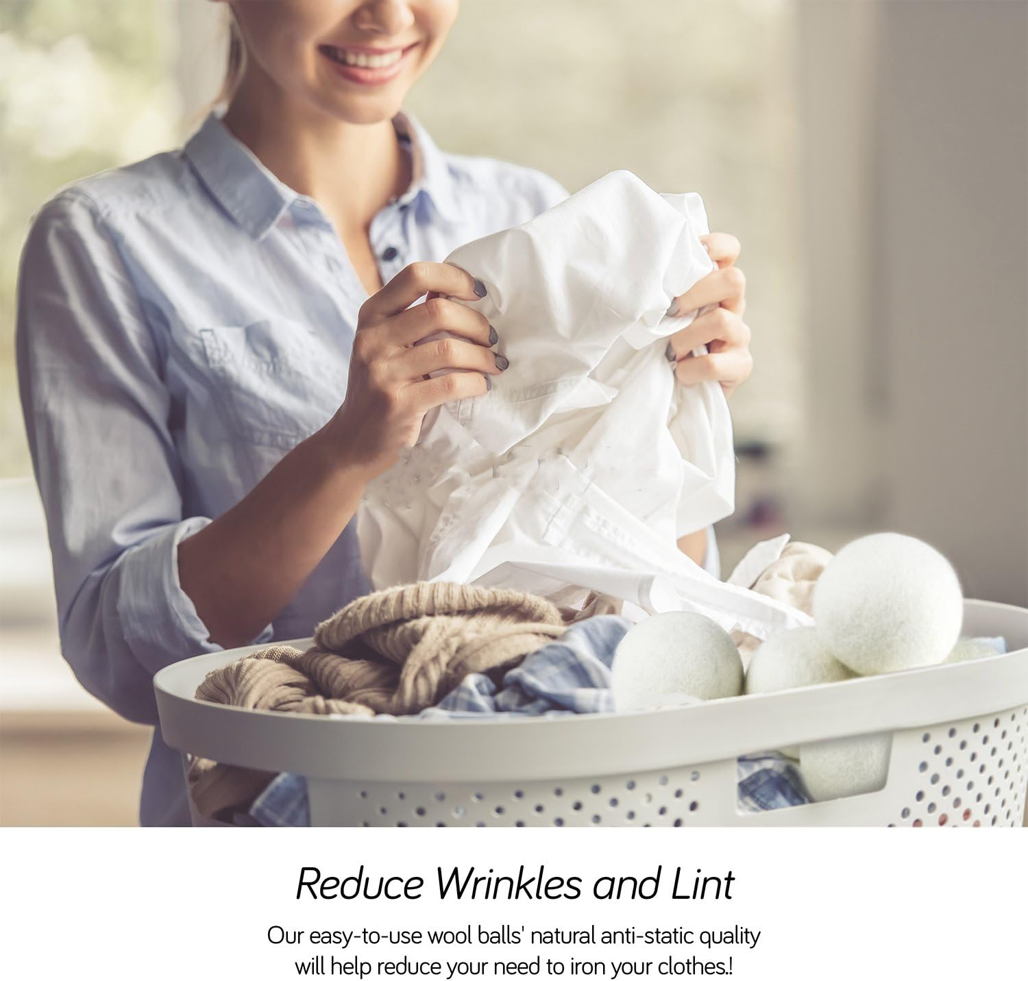 (Upgraded) Snugpad XL Size Wool Dryer Balls Natural Fabric Softener & 100% Organic Premium New Zealand Wool, Reduce Wrinkles & save Time, Baby Safe & Hypoallergenic, White 6Count image number 3