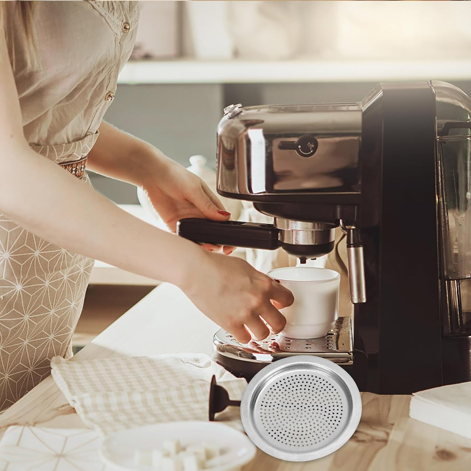 GETAJGHSD 10Pcs Silicone Sealing Gasket and Filter Set for 6-Cup 300Ml Espresso Coffee Maker, round Leak-Proof Silicone Spare Parts Compatible with Stovetop Brewing Machines image number 1