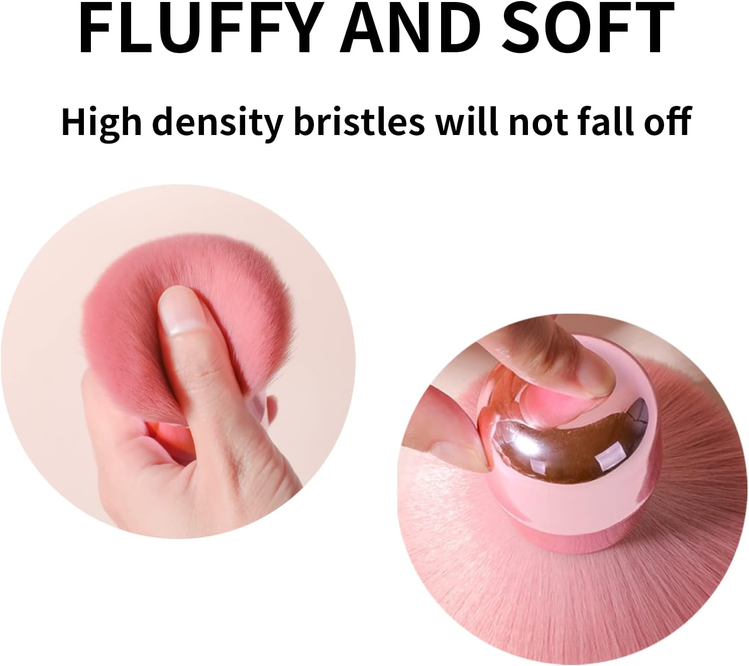 YAFIYGI Loose Powder Brush Large Pink Powder Foundation Brush Flat Arched Perfect for Blending Liquid,Concealer, Powder,Buffing and Flawless Cream image number 2