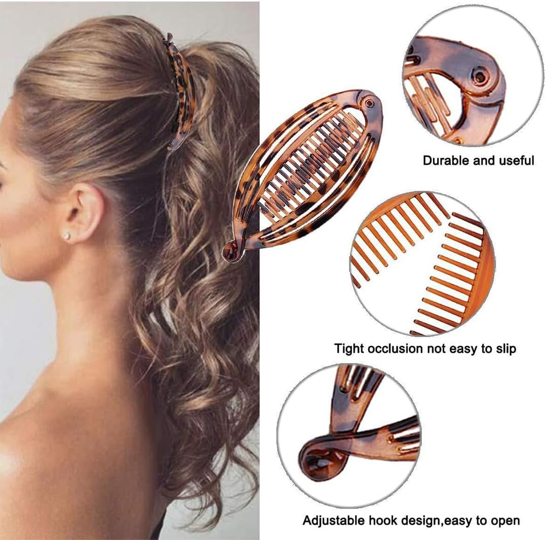 Pack of 6 Vintage Fishtail Hair Clips, Banana Clips, Non-Slip Hair Clip, Curly or Straight Hair, for Decoration or Solid Hair image number 4