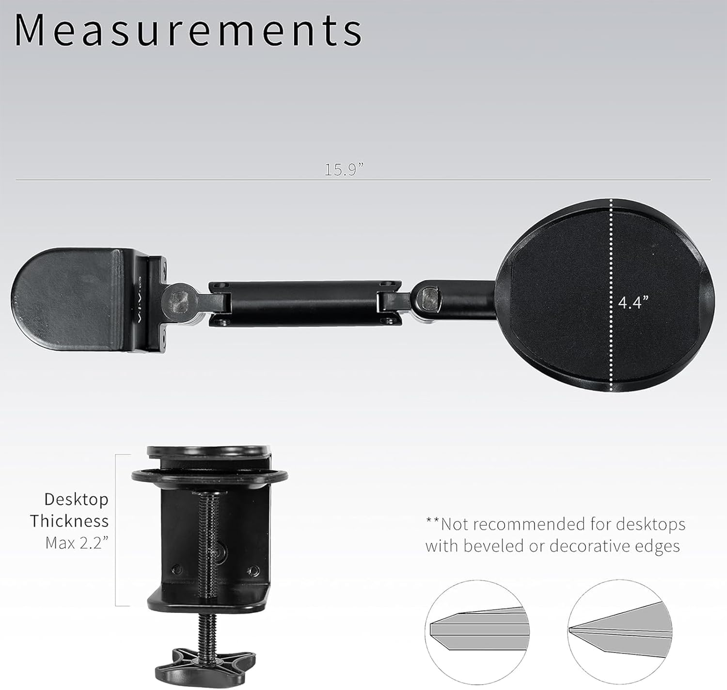 Adjustable Clamp-On Armrest - Rotating Desk Cradle Elbow Cushion, above Table Extension Arm Support - Black (2 Pack) image number 5