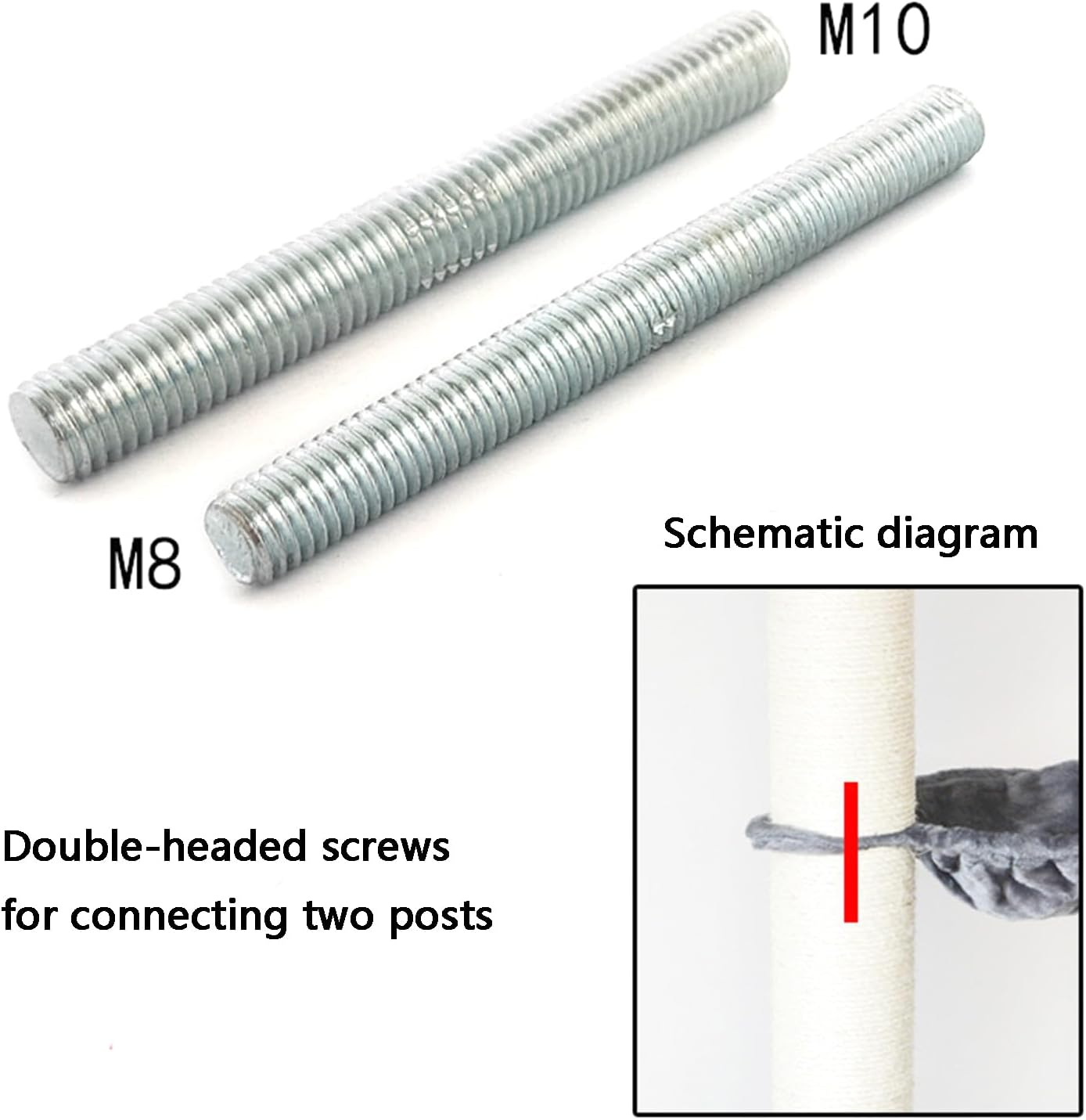 Replacement Screws for Cat Scratching Posts - M8 & M10 with Allen Key (4 Bolts & 4 Screws) - No Cat Scratching Post Included image number 2
