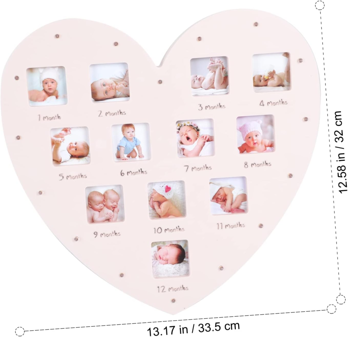 Growth Record Photo Frame Heart Shape Light for Nursery Decor Picture Frame Light for Desktop Ornament for Month Growth