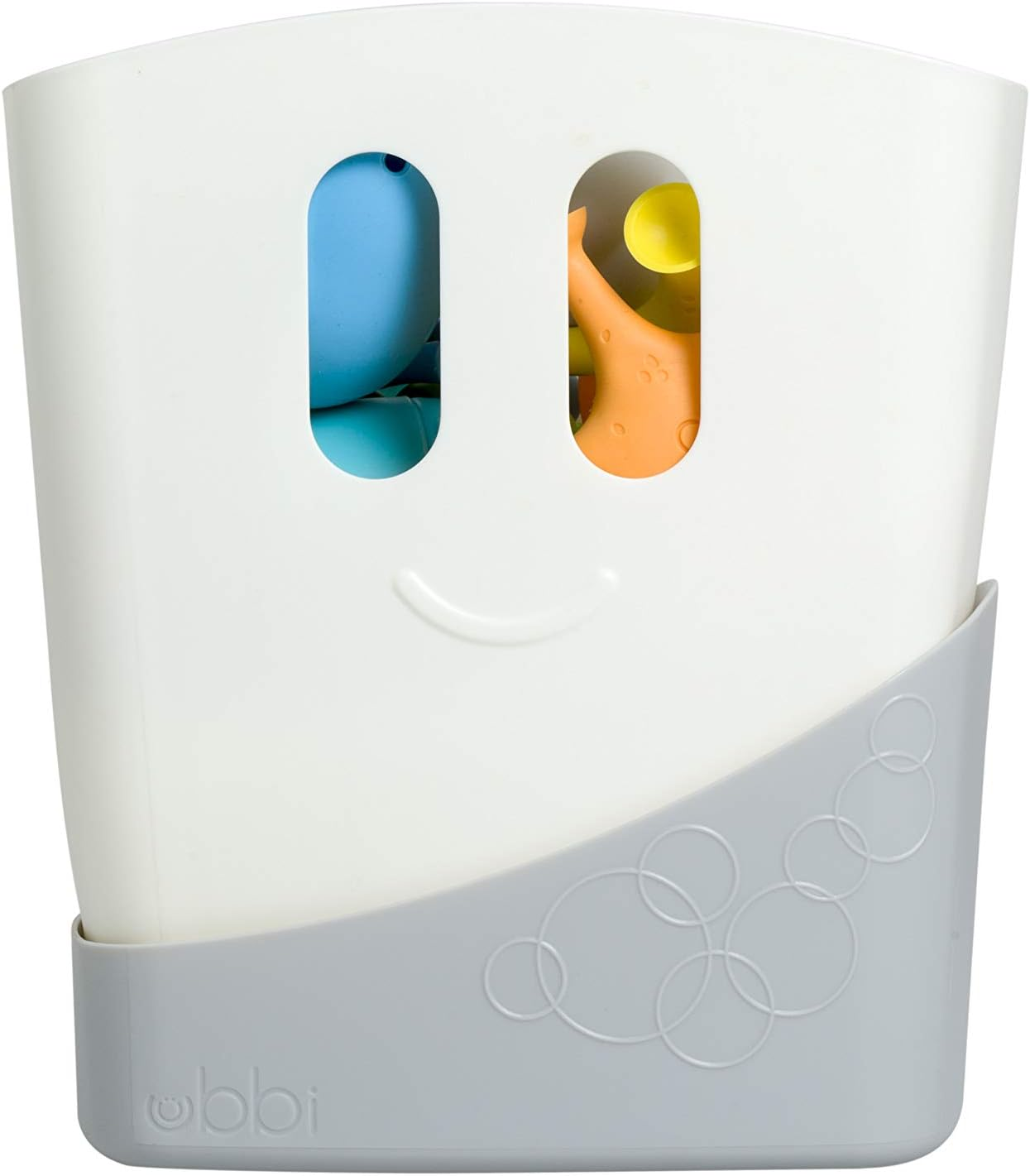 Ubbi Baby Bath Time Essential Gift Set, Includes Drying Bin and 11 Bath Toys, Dishwasher Safe, White