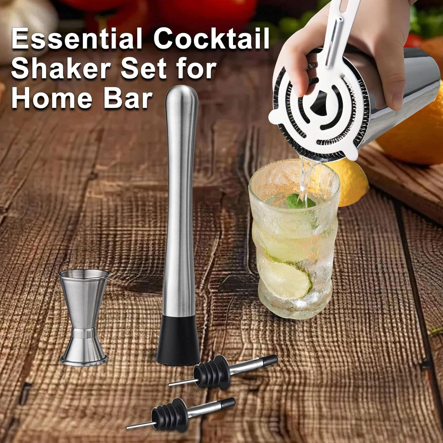 Cocktail Shaker Set Bartender Kit, Bar Tools Set with Martini Shaker (750Ml), Muddler, Strainer, Jigger, Spoon & Recipe Book, Bartending Kit Drink Mixers for Home Bar, Parties and Gifts (9 Pcs) image number 3