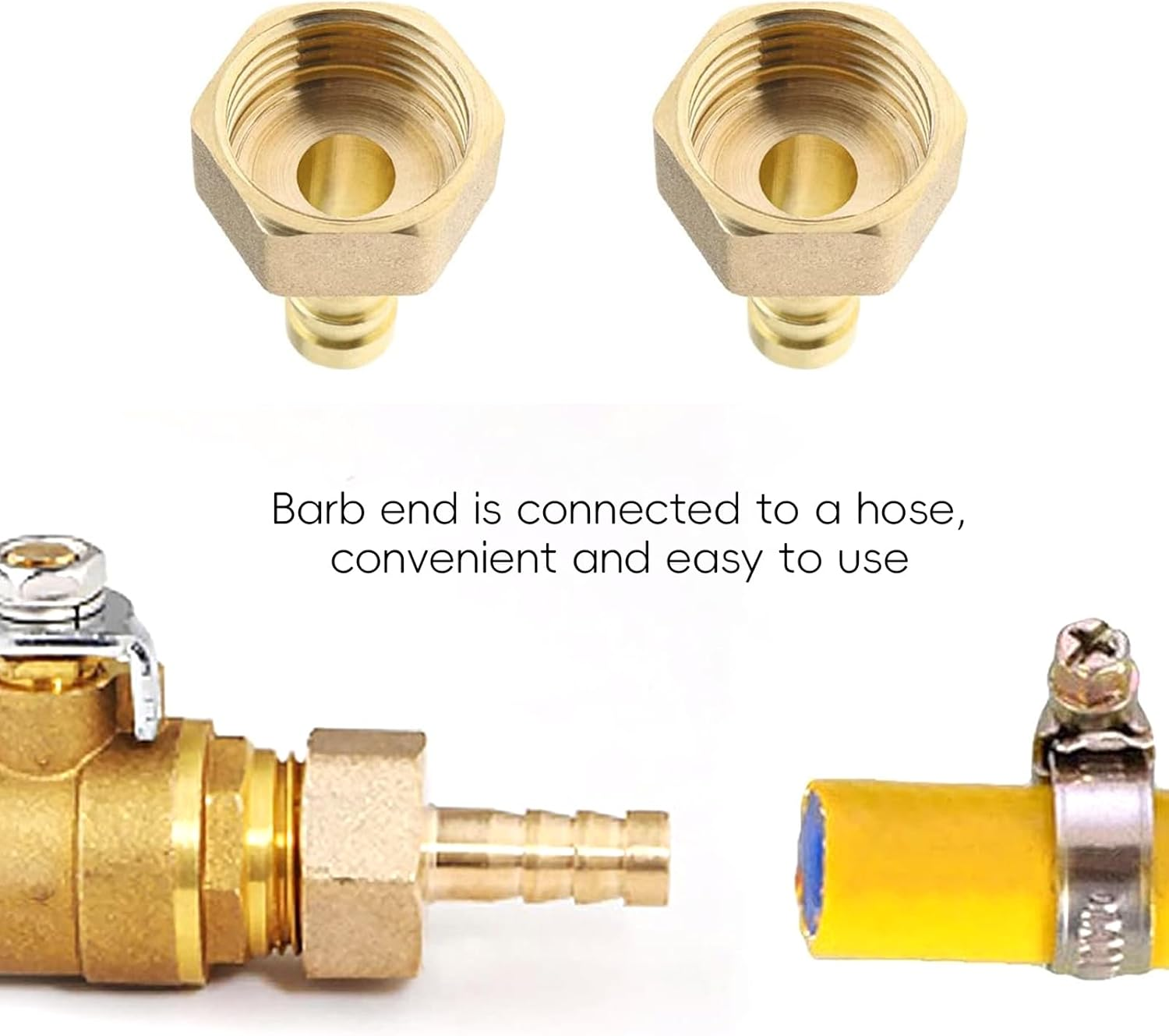 Xlihdzum 2PCS 10Mm to 1/2 Inch BSP Female Thread Barb Brass Fitting Connectors Hose Barbed Joint Adapter Coupler - Female Thread Barb Brass Fitting for Fuel Air Gas Water Oil Air Gas Use image number 1