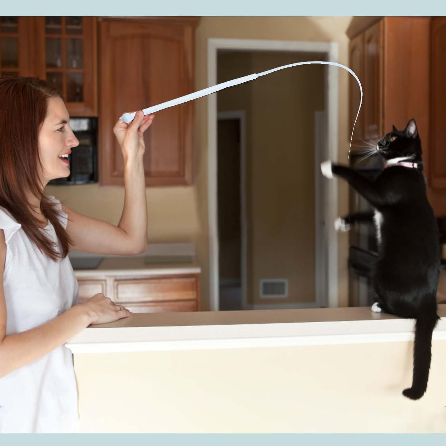 MOKIDO Pack of 4 Cat Fishing Rods, Long, 77 Cm Cat Wand Interactive Cat Toy, Silicone Teaser Cat Wand Toy, Cat Toy for Kittens for Indoor Cat Play Exercises image number 2