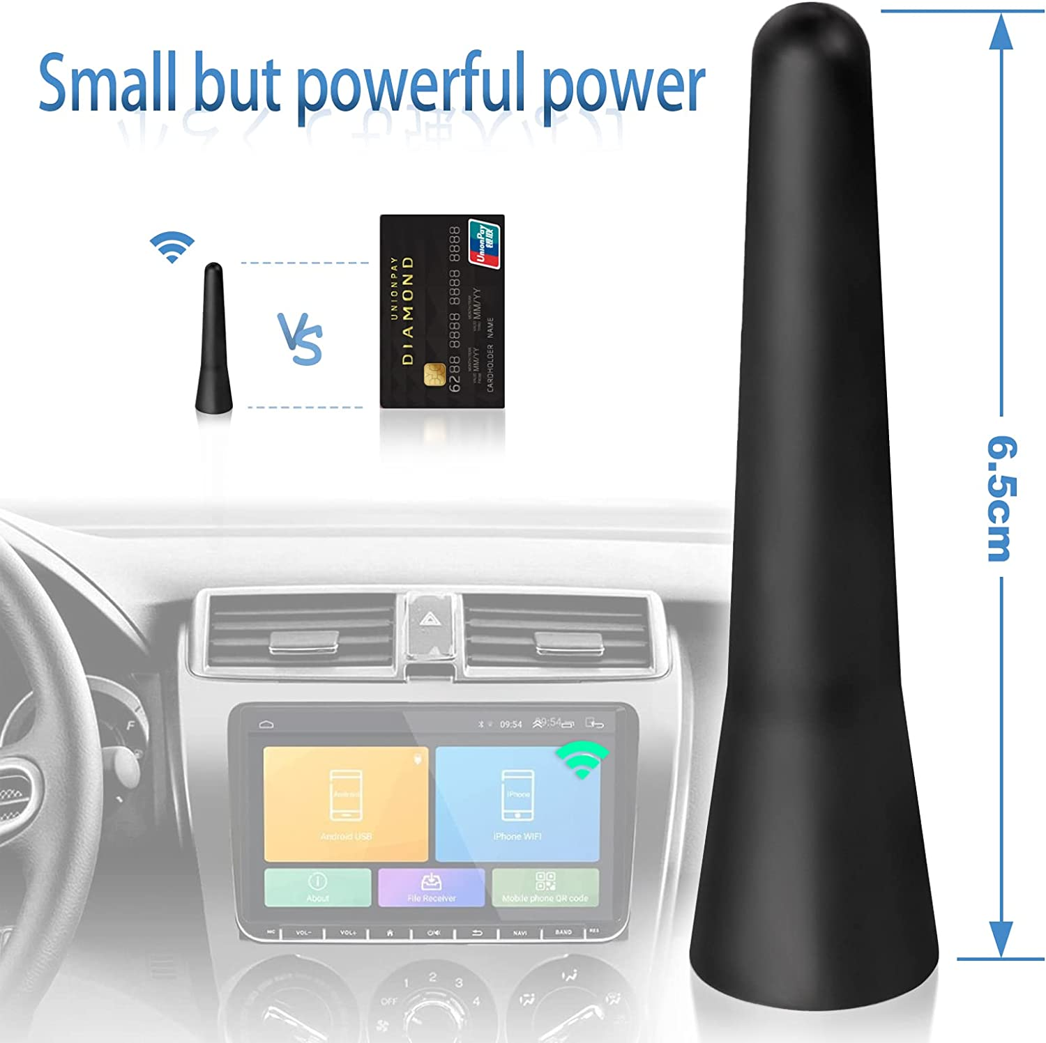 Bingfu 6.5Cm FM DAB Aerial Antenna - Mini Roof Radio Antenna with Strong FM/AM/DAB Receiving Function