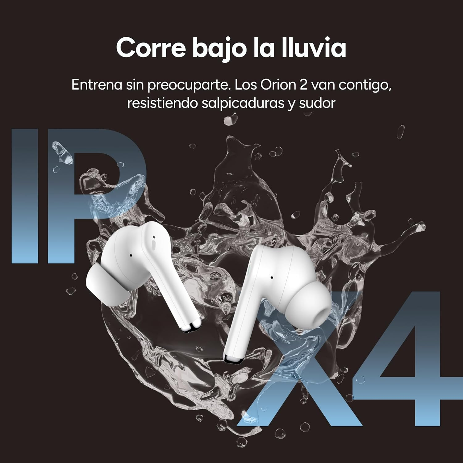 KSIX Orion 2 Wireless Headphones, TWS, ENC Noise Cancellation, Dual Microphone, Touch Control, Voice Assistant, Calls, USB-C Charging Case, Autonomy 6 Hours + 18 Hours, IPX4, White image number 6