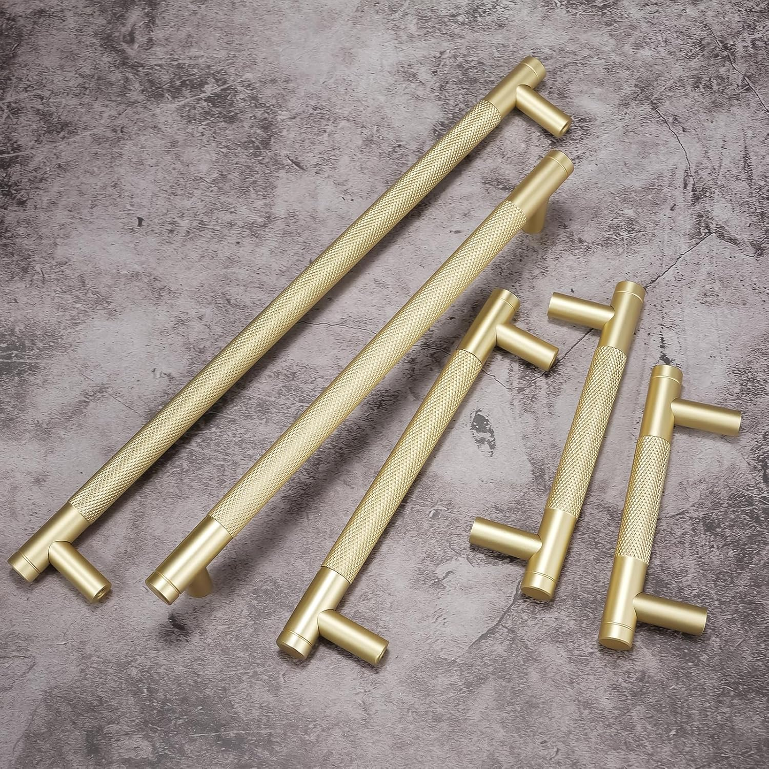 BUKOBYHE 20 Pack 7.5 Inch（192Mm） Inch Brushed Brass Kitchen Cabinet Handles Knurled Cabinet Pulls Gold Drawer Pulls Cabinet Hardware image number 4
